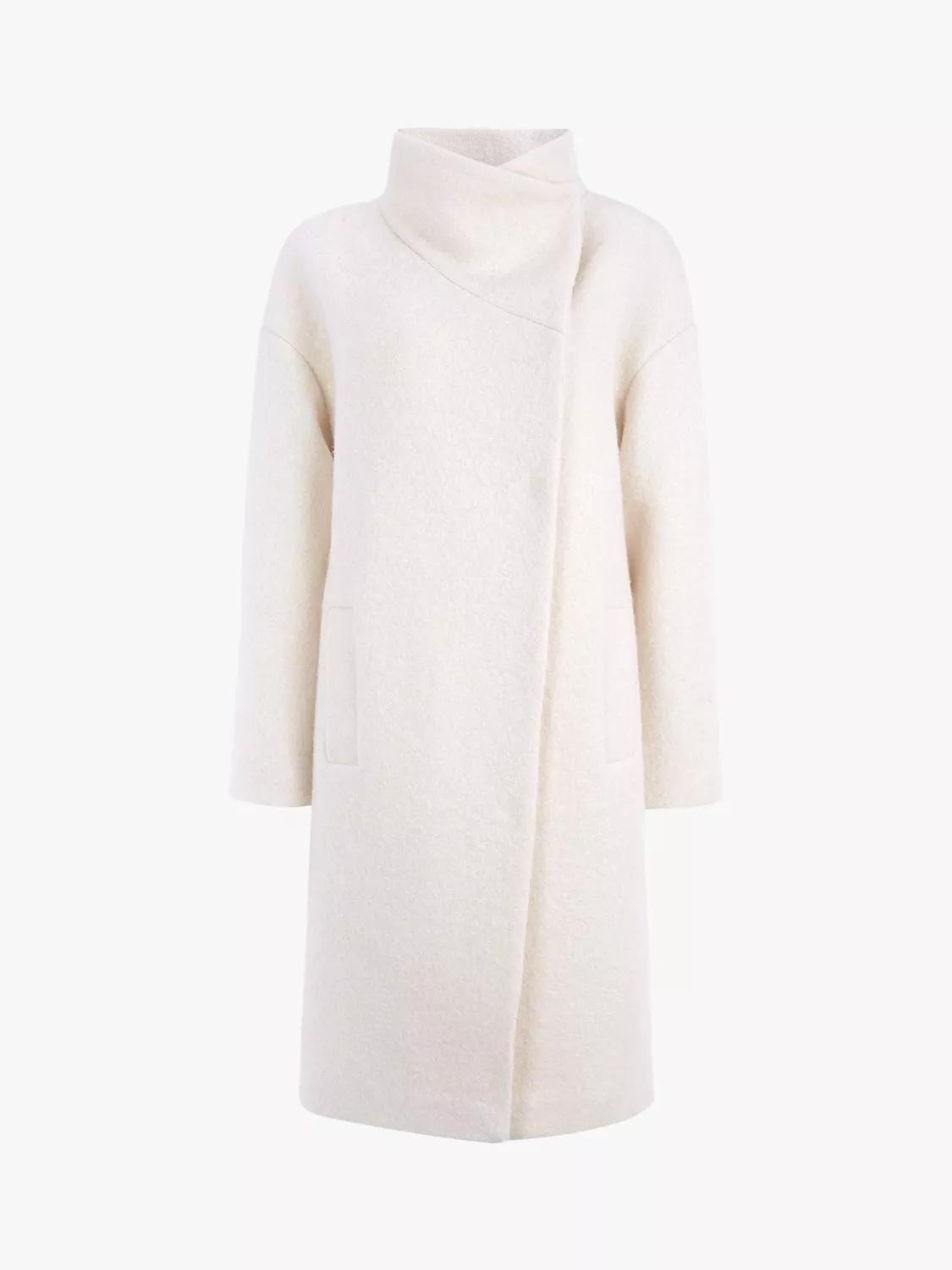 Mint Velvet Boucle Funnel Neck Coat Cream