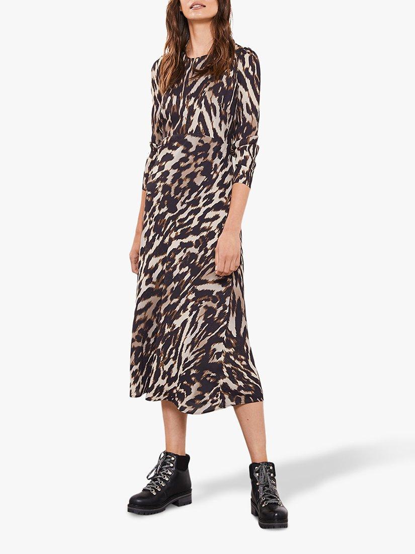 Mint Velvet Josie Leopard Print Midi Dress, Multi