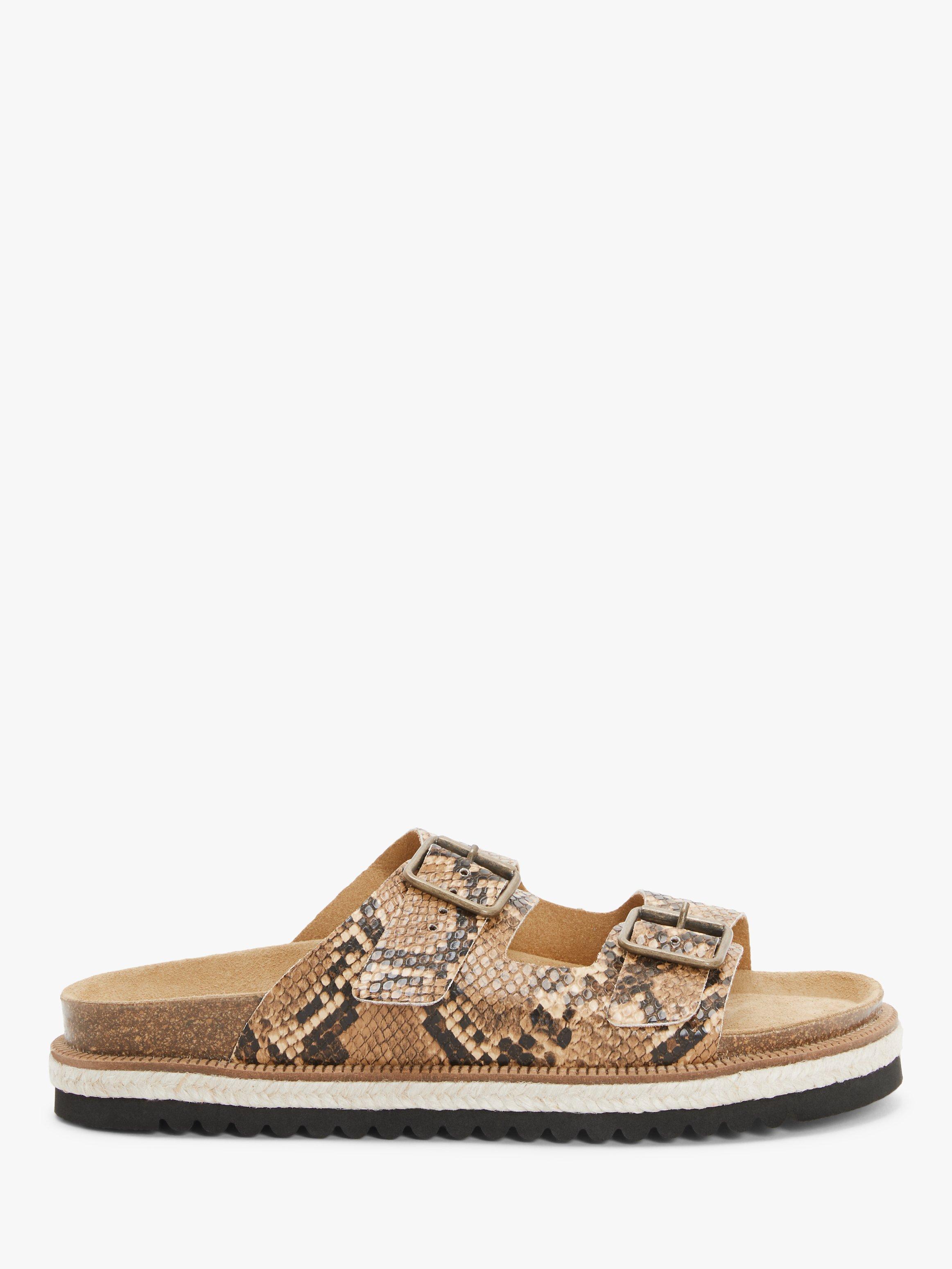 AND/OR Laurissa Double Buckle Leather Sandals, Snake Print