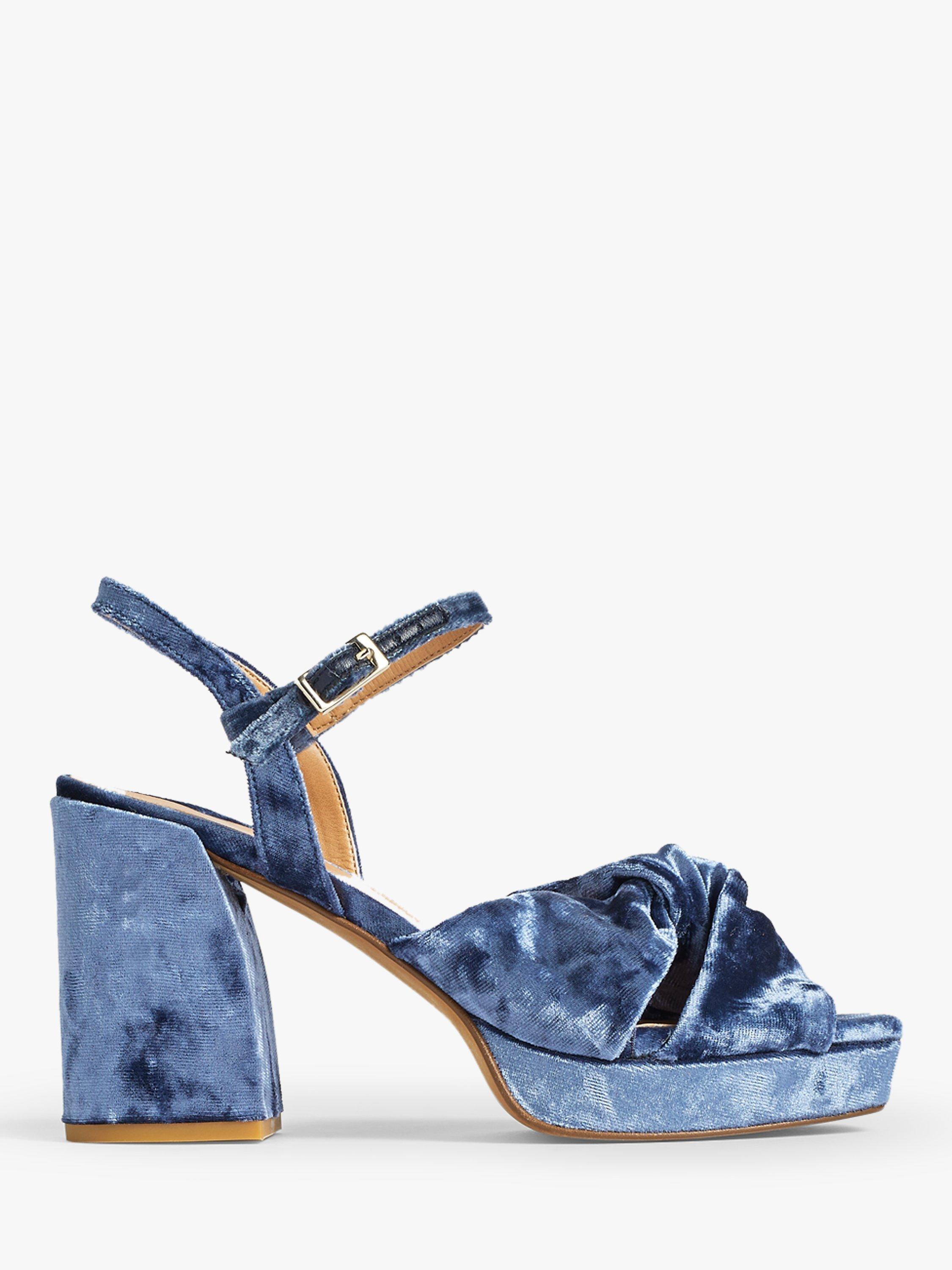Jigsaw Chunky Platform Velvet Sandals, Blue