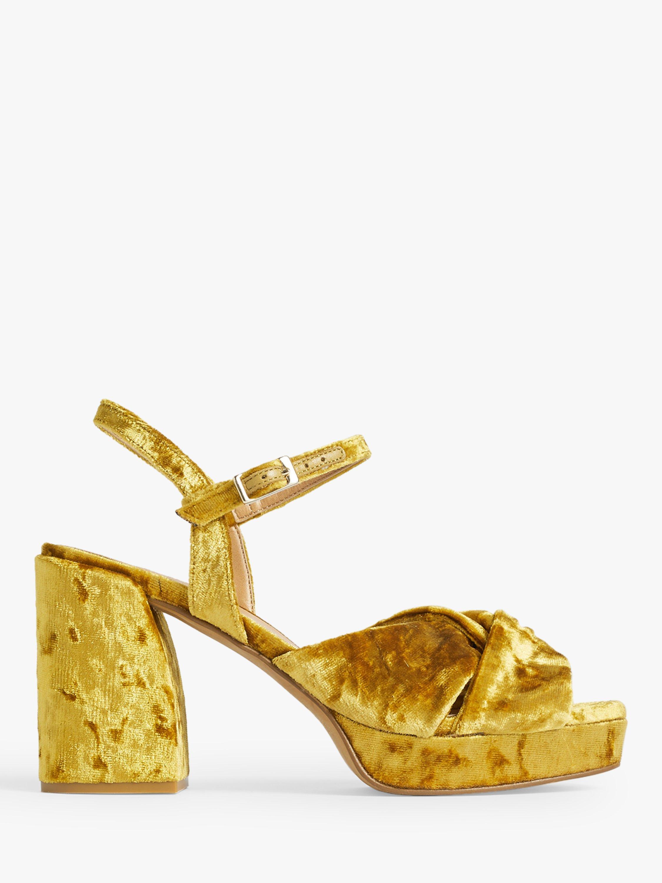 Jigsaw Chunky Platform Velvet Sandals, Lime