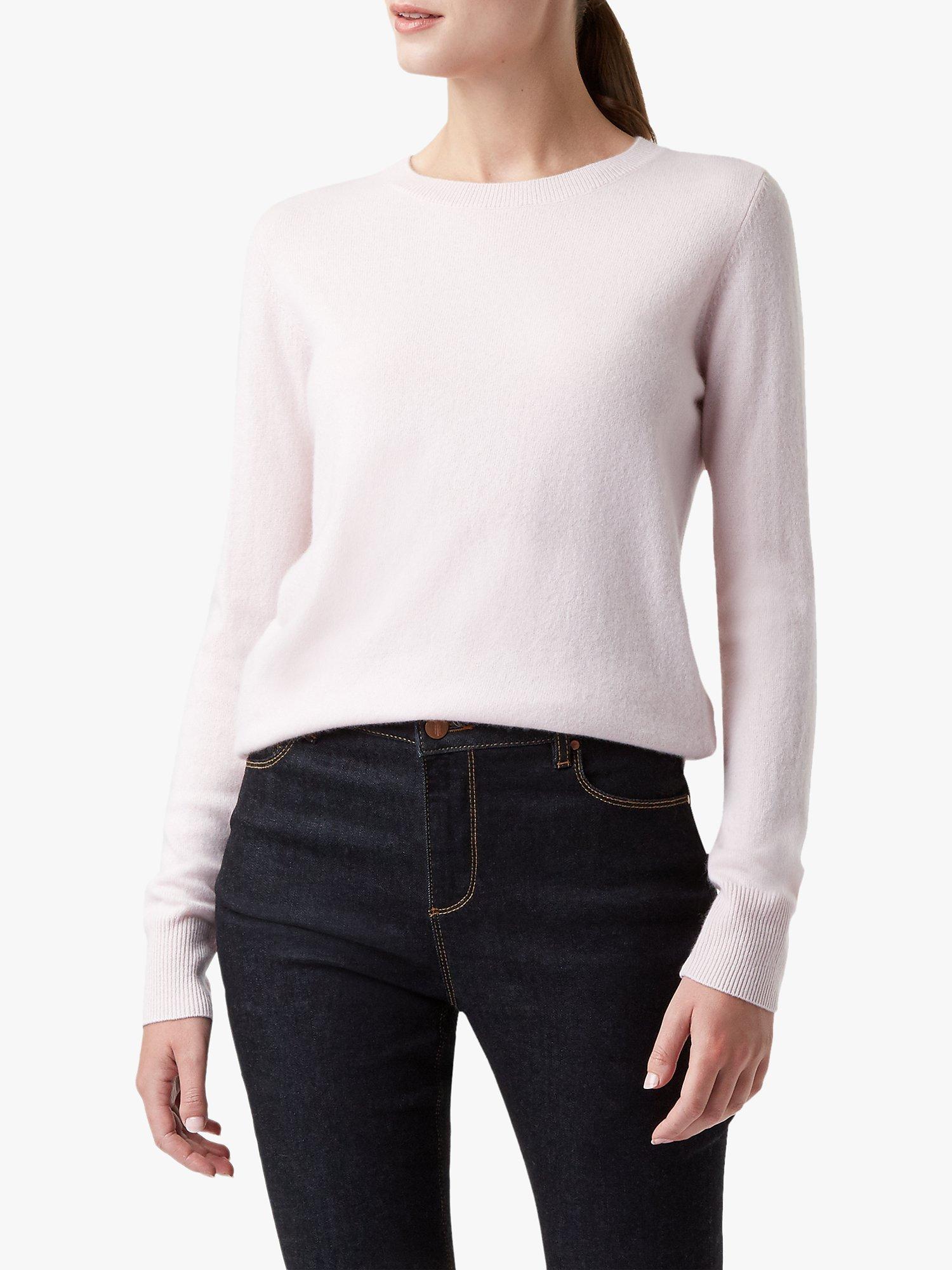 Hobbs Freya Fine Knit Cashmere Jumper, Pale Pink