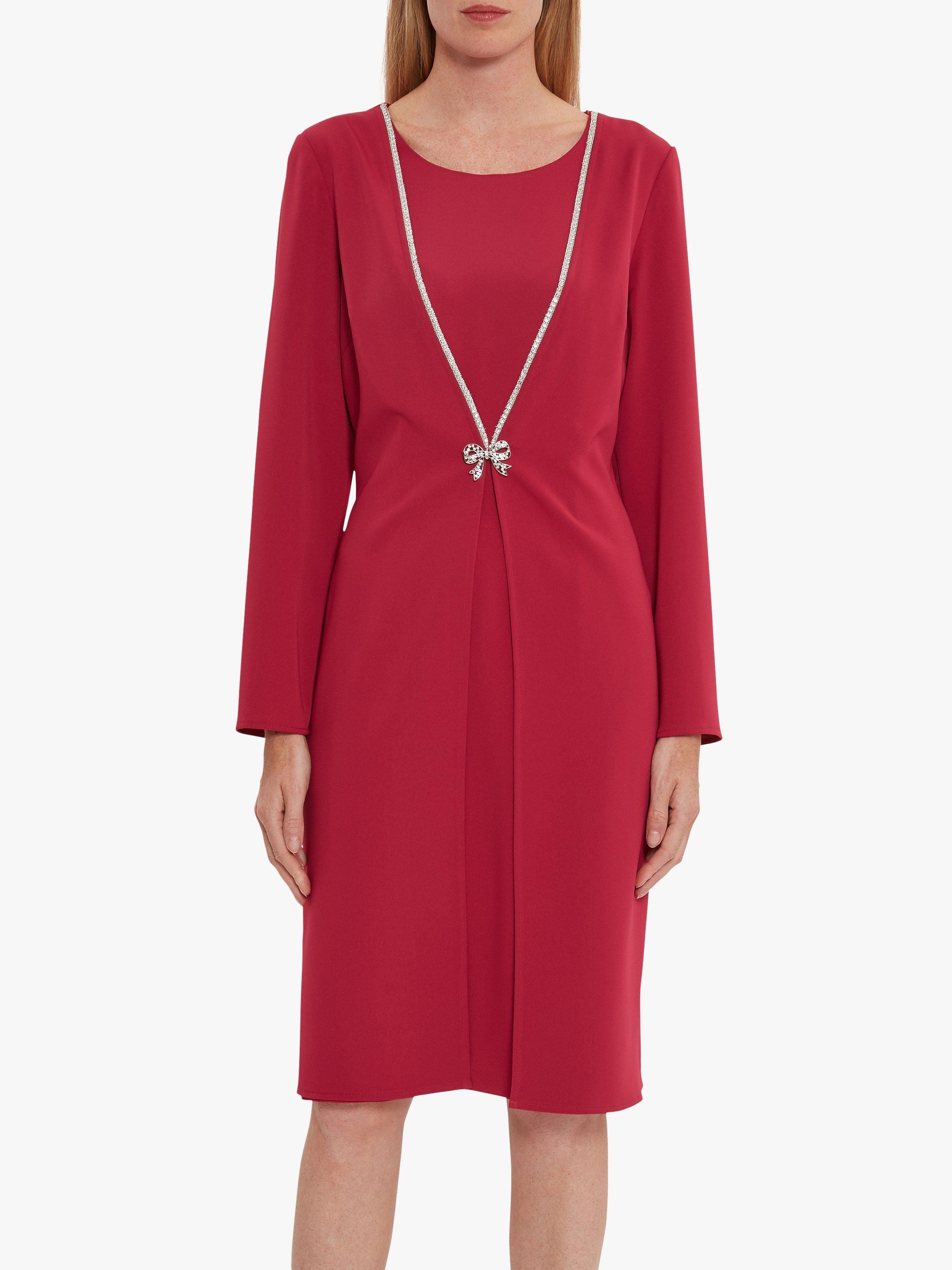 Gina Bacconi Sedona Coat Dress With Brooch, Damson, 14