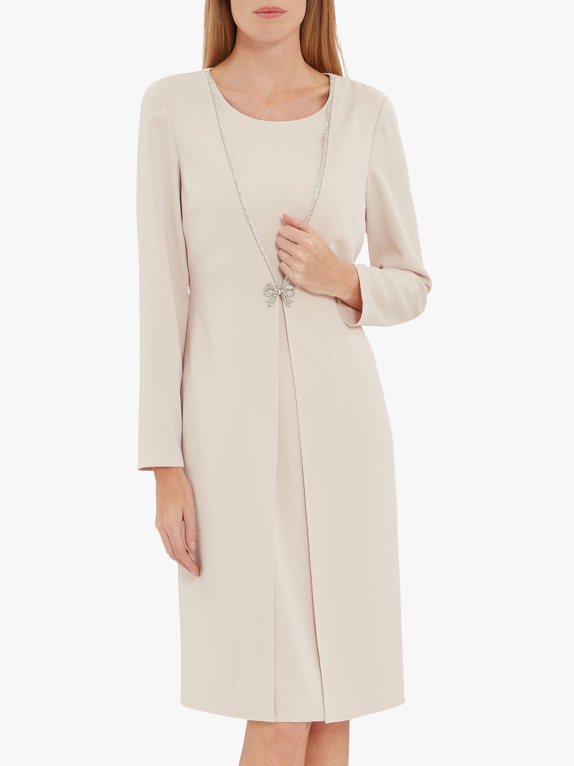 Gina Bacconi Sedona Coat Dress With Brooch, Antique Rose, 18