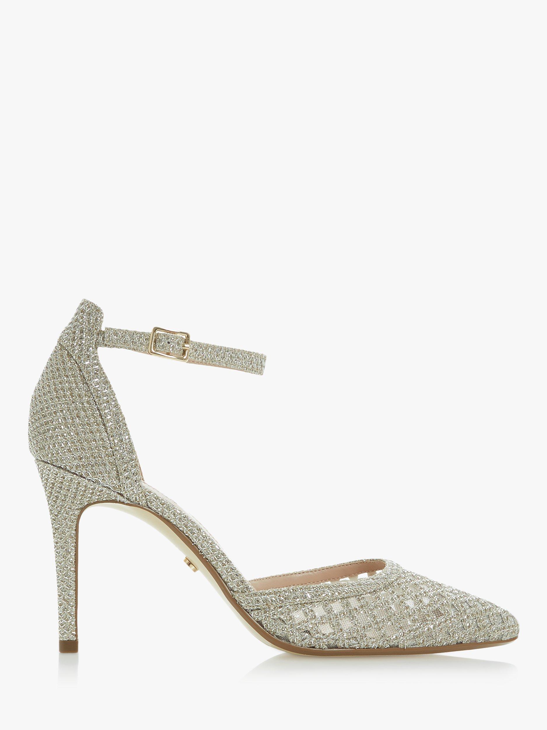 Dune Dolli Di Sparkle Mesh Pointed High Heel Court Shoes, Gold