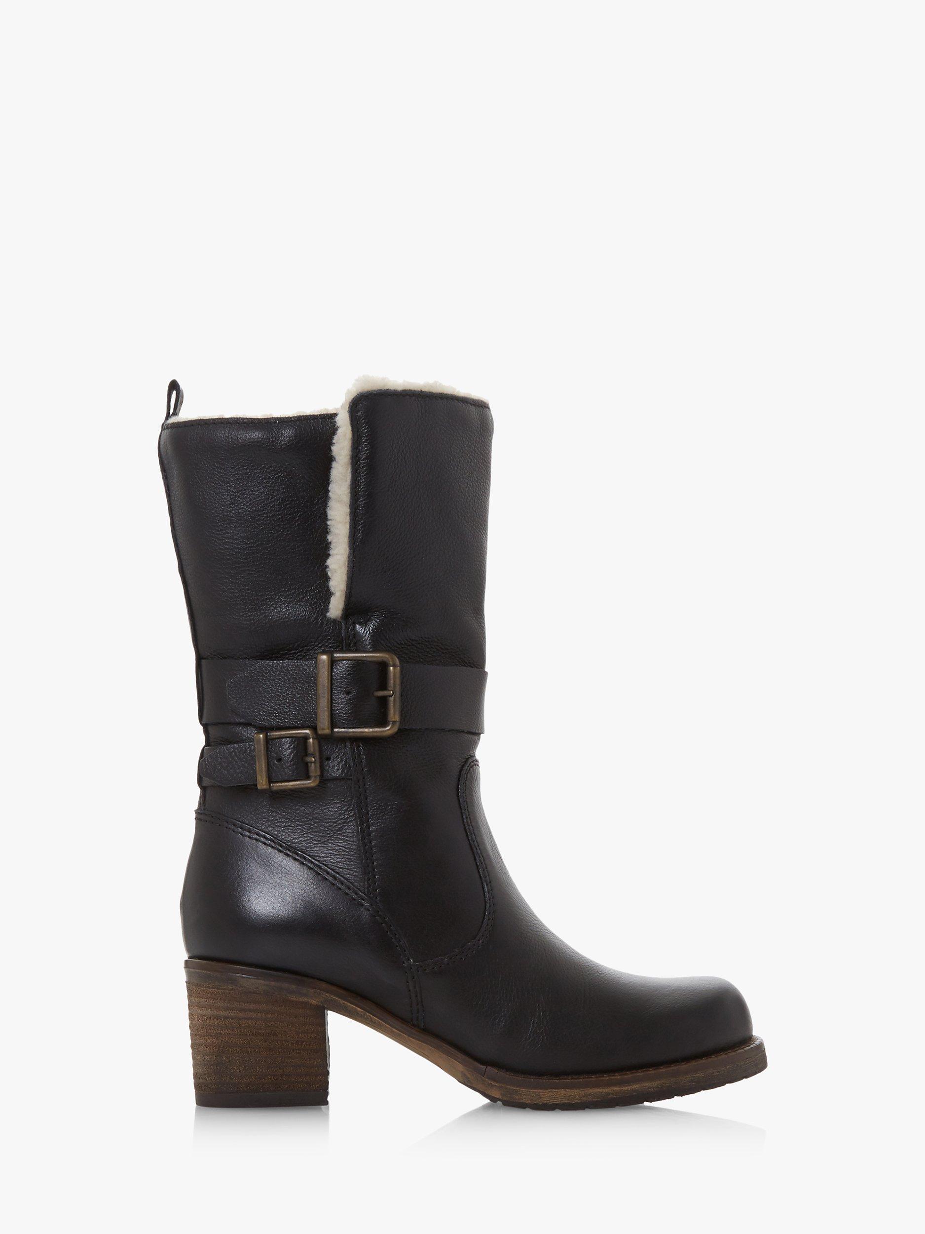 Dune Rokoko Borg Collar Leather Calf Boots