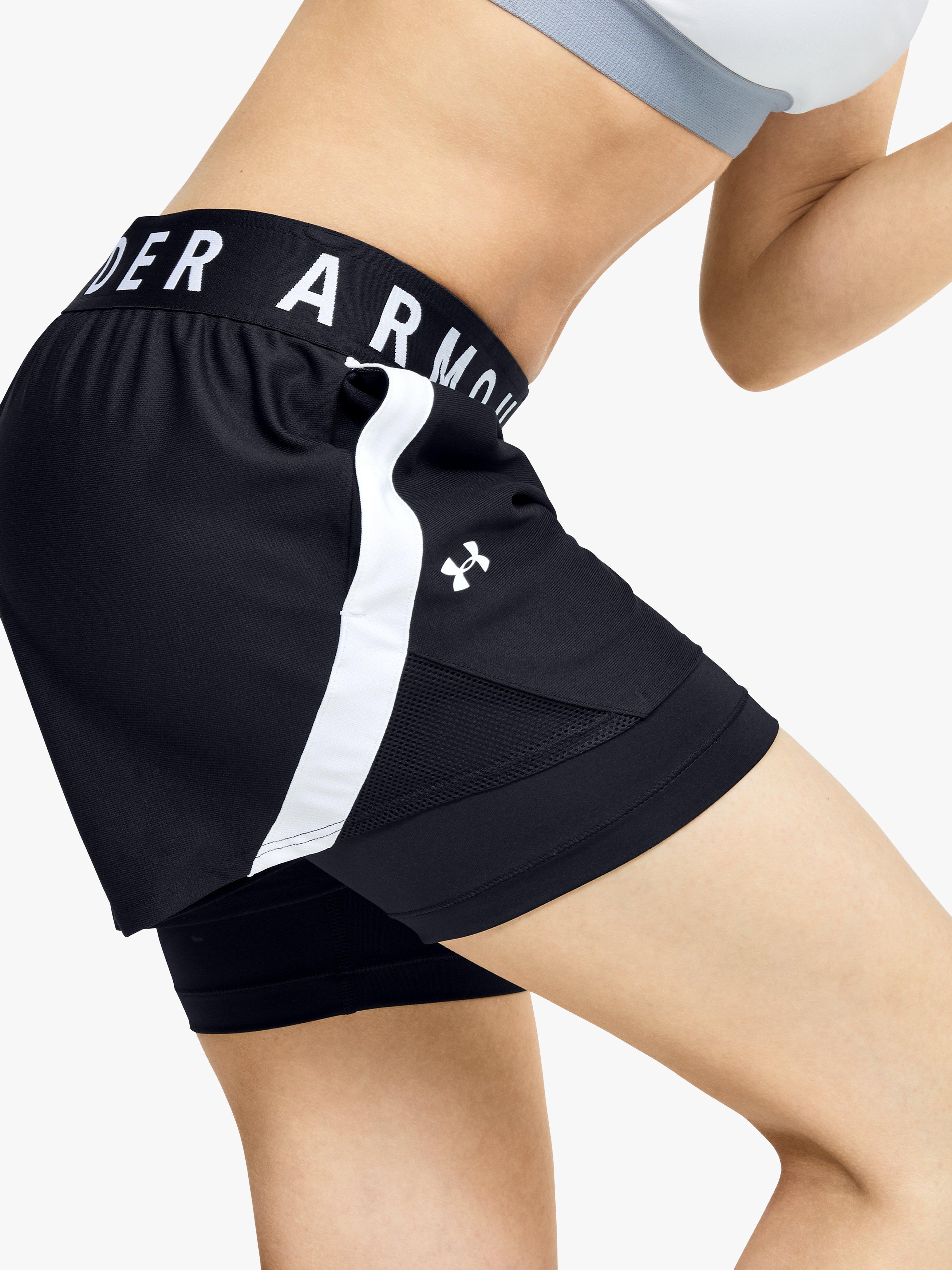 Under Armour Play Up 2-in-1 Training Shorts, Black/White, XS