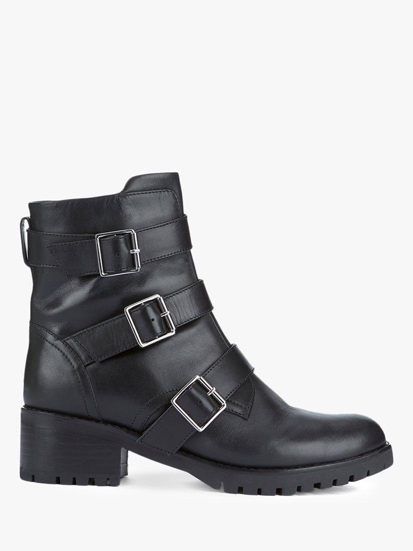 Mint Velvet Abigail Leather Biker Boots Black