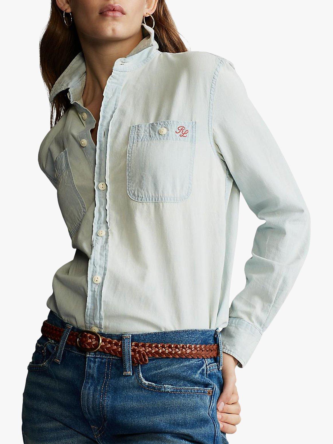Polo Ralph Lauren Bear Relaxed Long Sleeve Shirt, Chambray