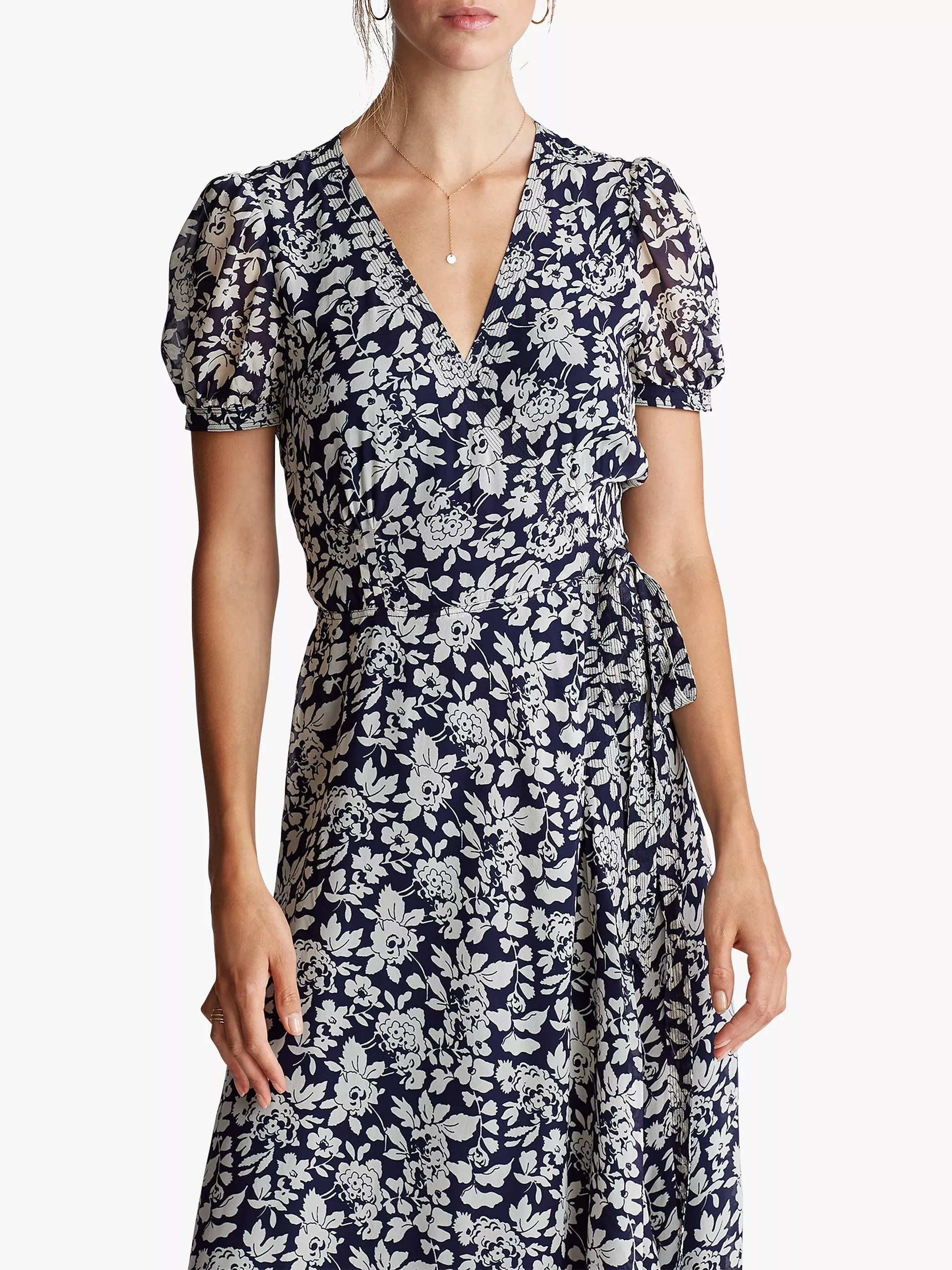 Polo Ralph Lauren Floral Print Wrap Dress Navy