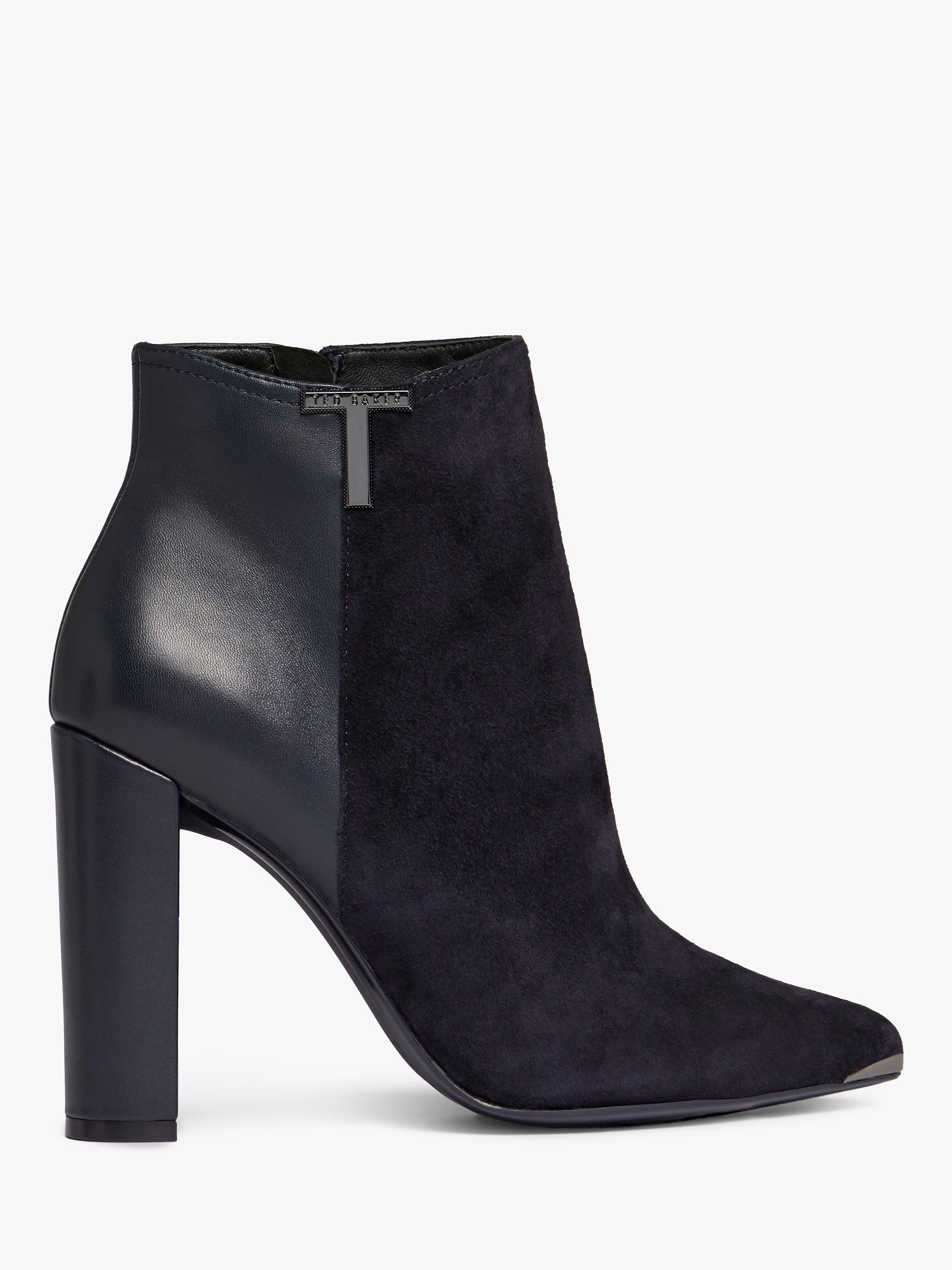 Ted Baker Inala Leather Suede Point Toe Ankle Boots Navy 7