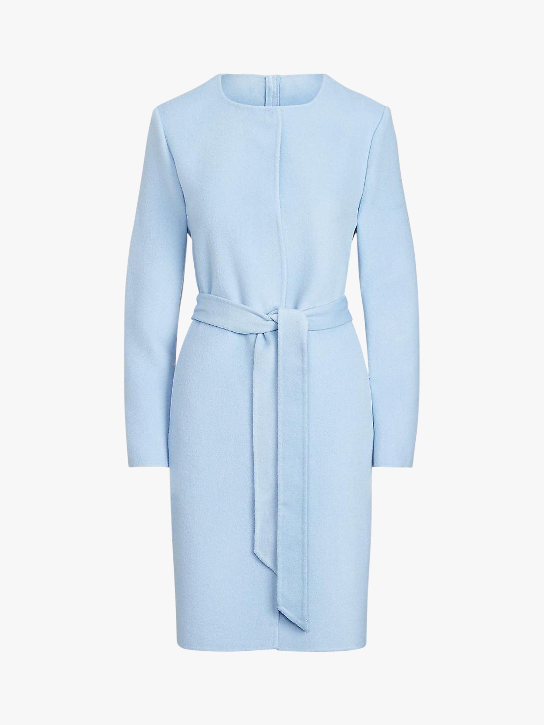 Lauren Ralph Lauren Wool Blend Belted Coat Light Blue