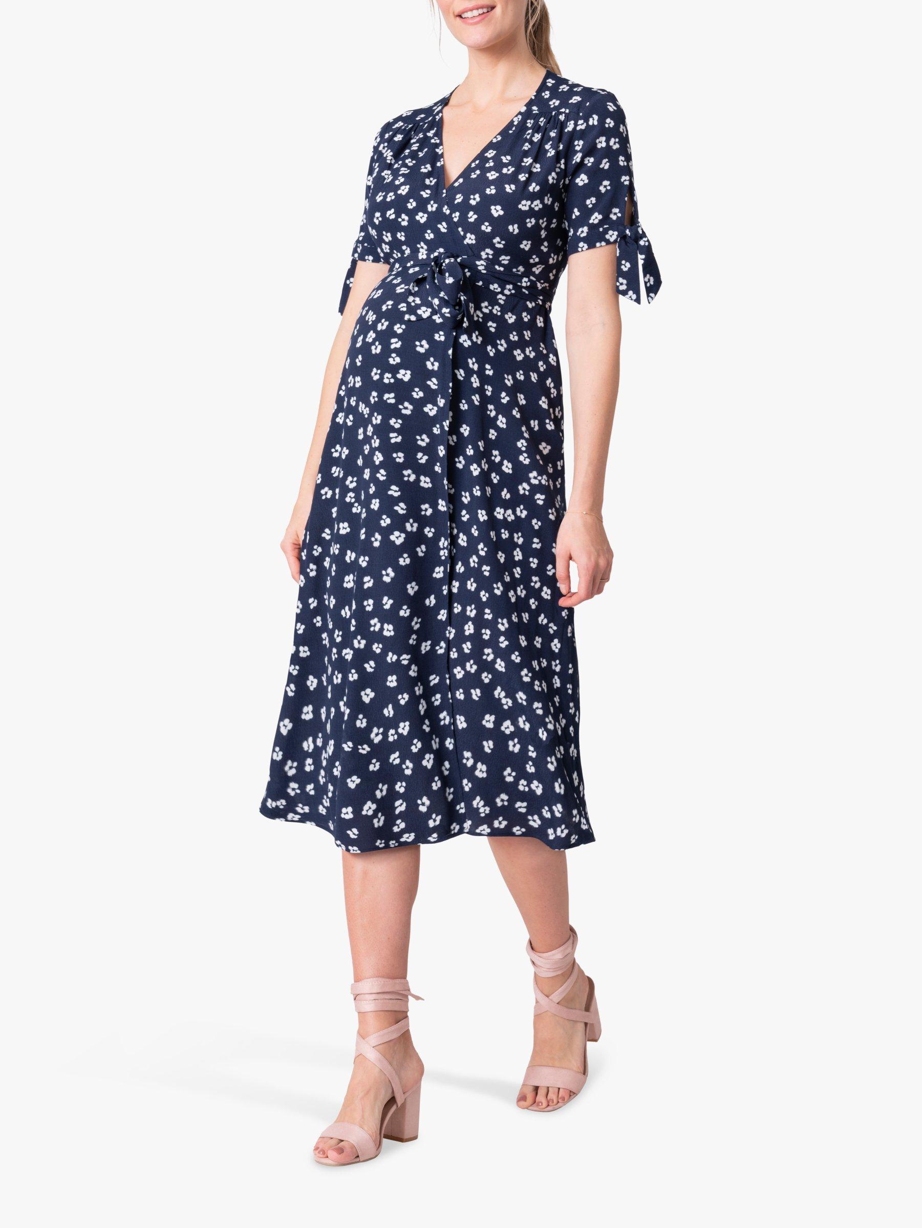 Seraphine Floral Wrap Midi Dress, Navy