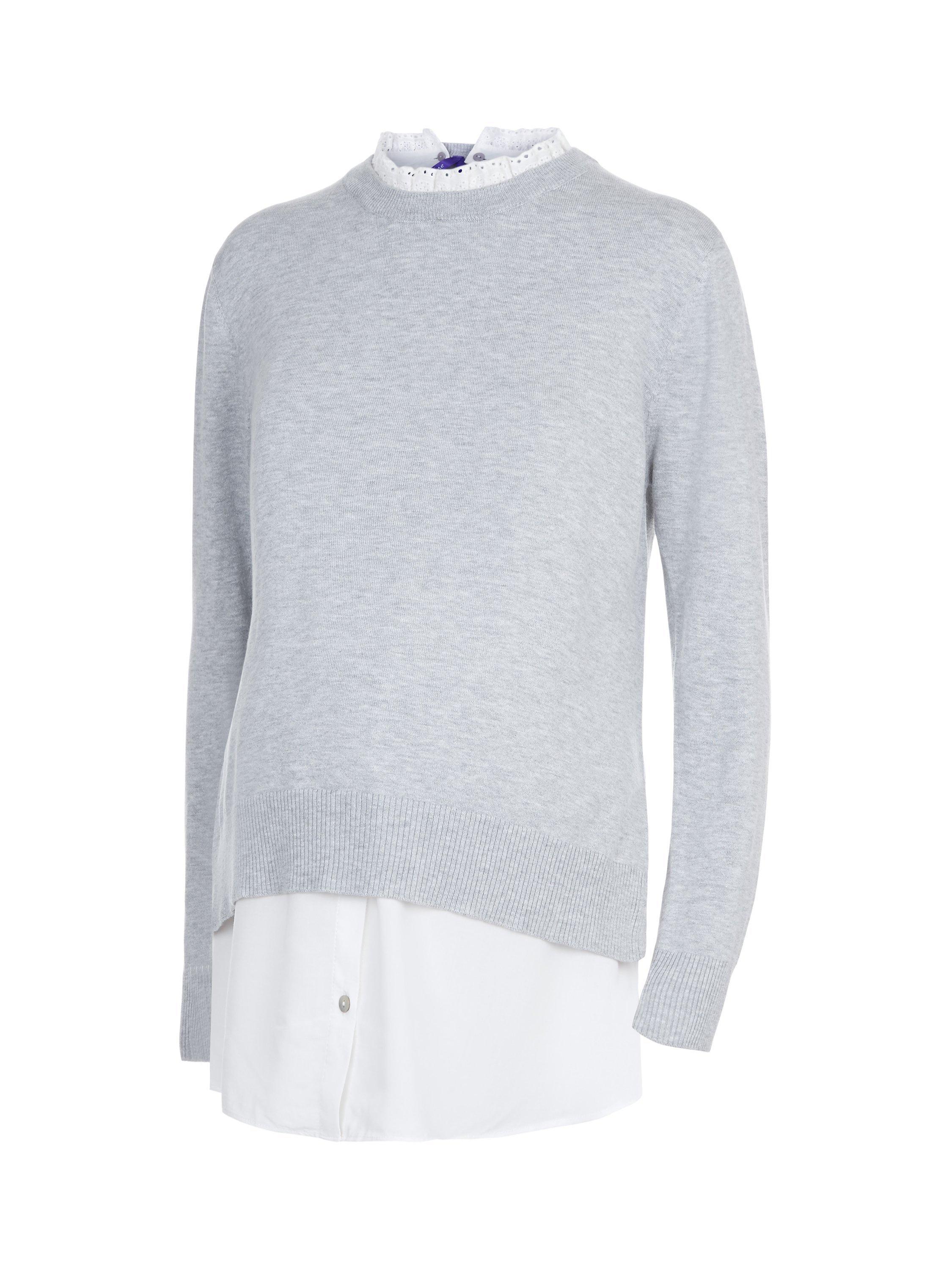 Product image 6 of 6, which shows Seraphine Broderie Layered Maternity and Nursing Jumper, Grey Marl, S