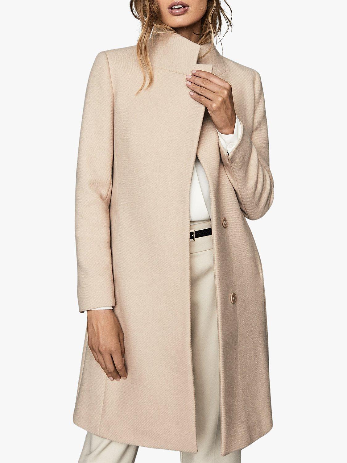 Reiss Maya Slim Fit Wool Blend Coat Stone