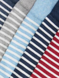 John Lewis Organic Cotton Rich Breton Stripe Men's Socks, Pack of 5 - view 2, Navy/Grey/Blue/Black/Red
