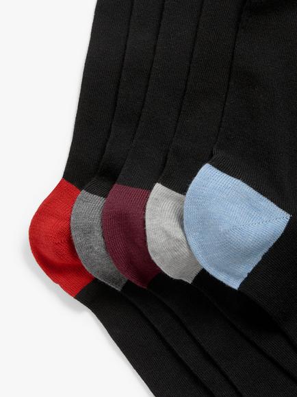 John Lewis Organic Cotton Rich Heel and Toe Men's Socks, Pack of 5 - view 2, Black