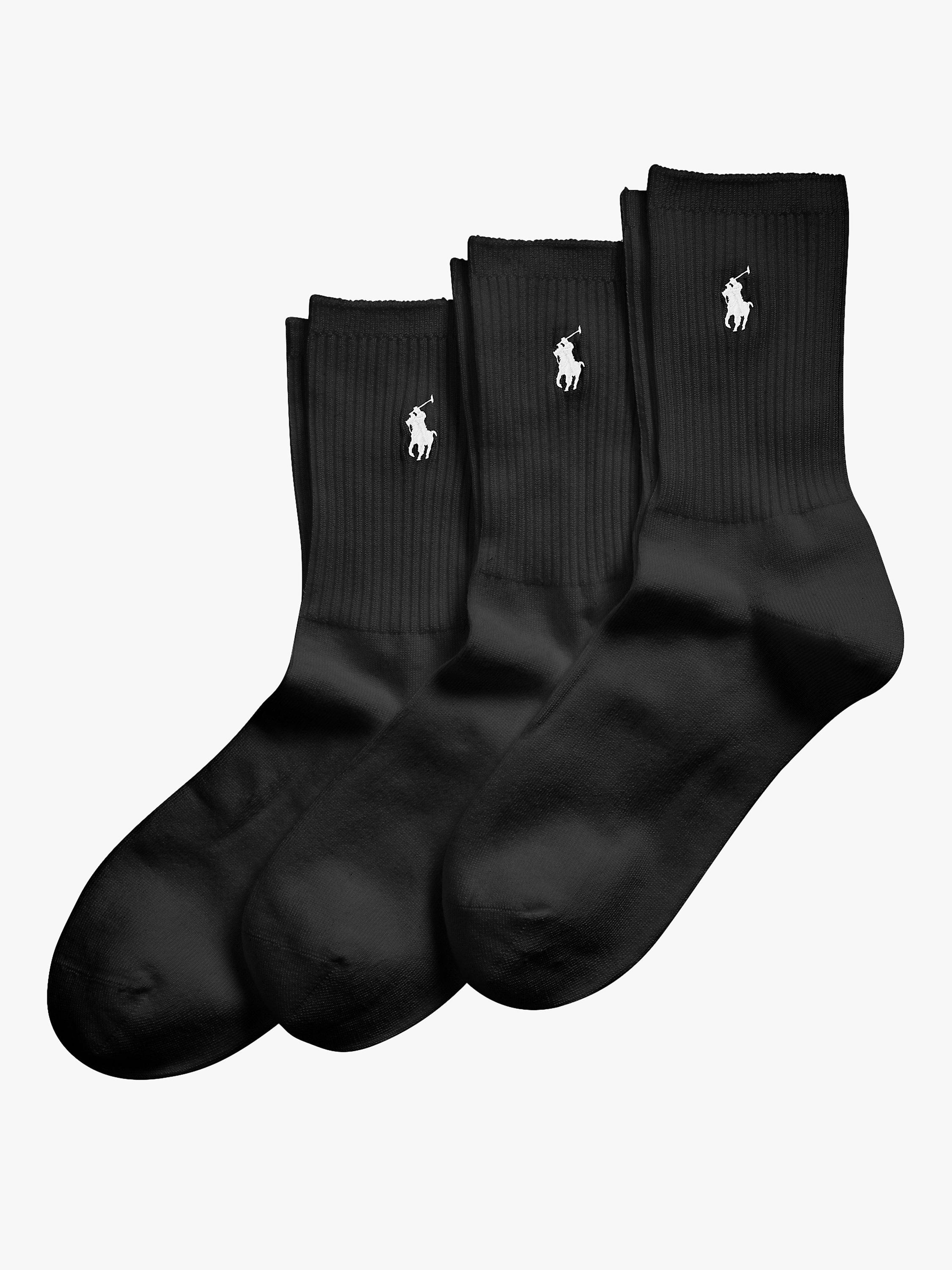 Polo Ralph Lauren Ankle Socks, Pack of 3, Black