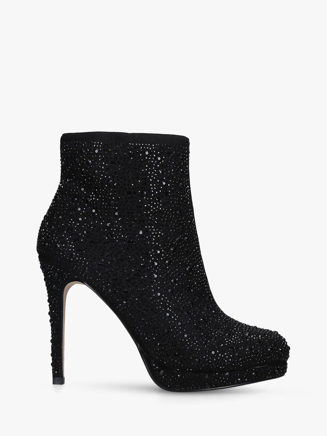 Carvela Wide Fit Sketch Jewelled Stiletto Heel Ankle Boots Black