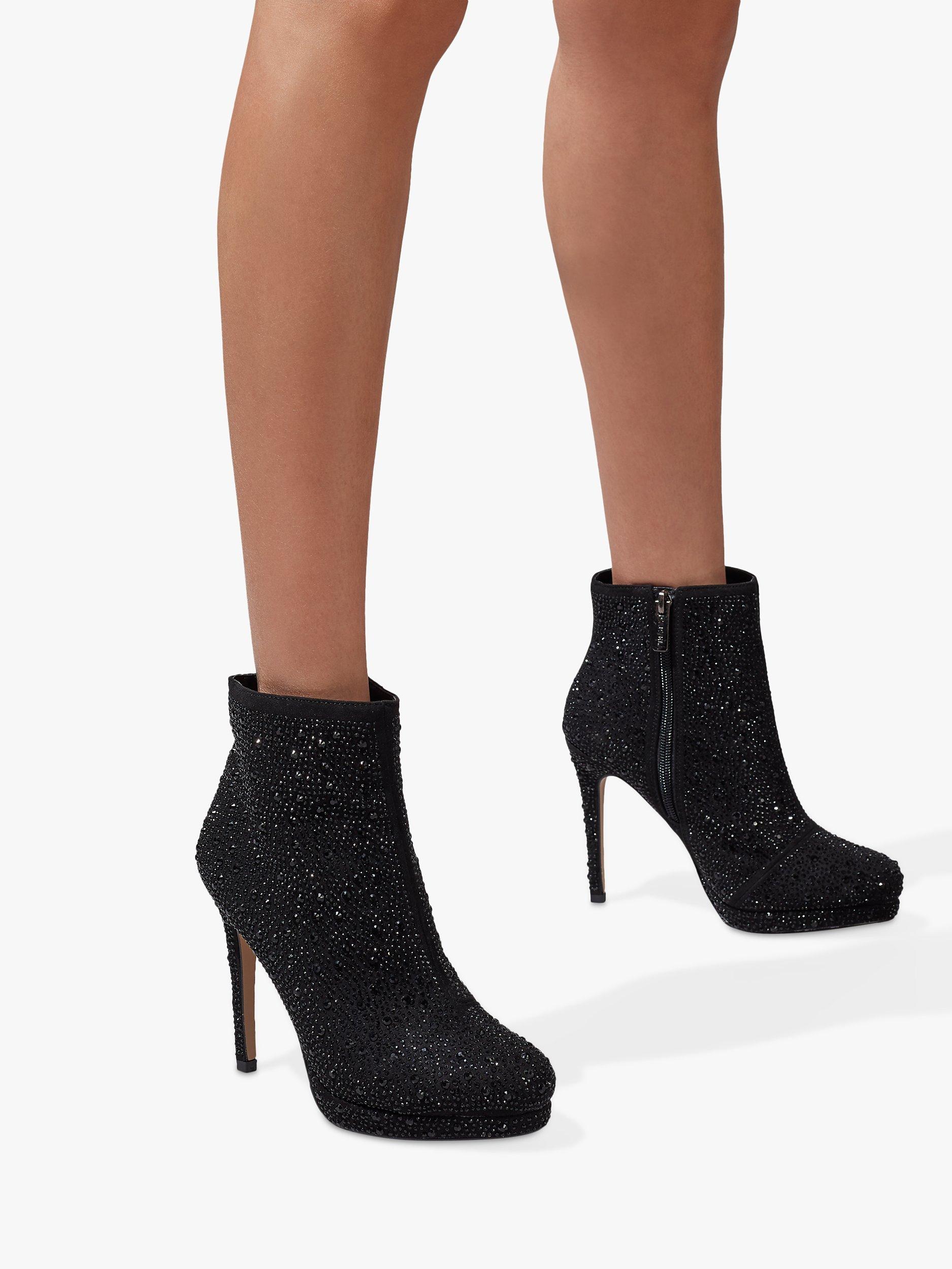 Carvela Wide Fit Sketch Jewelled Stiletto Heel Ankle Boots Black