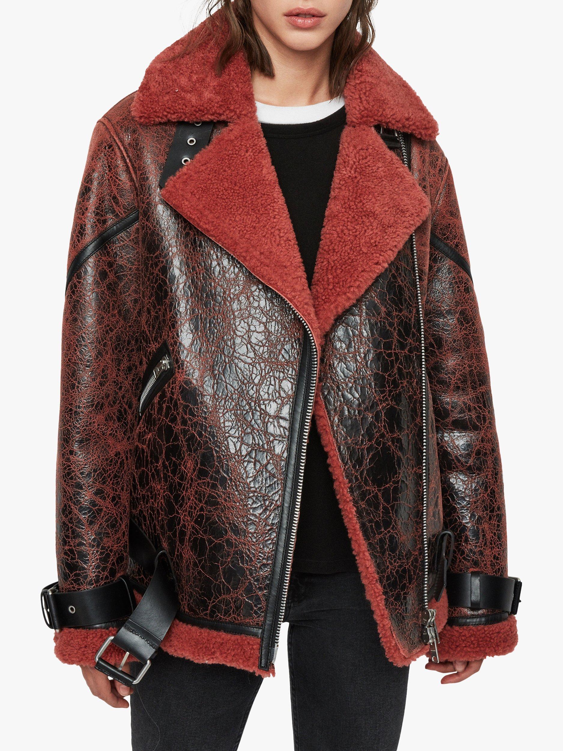 Allsaints hawley oversized shearling jacket store
