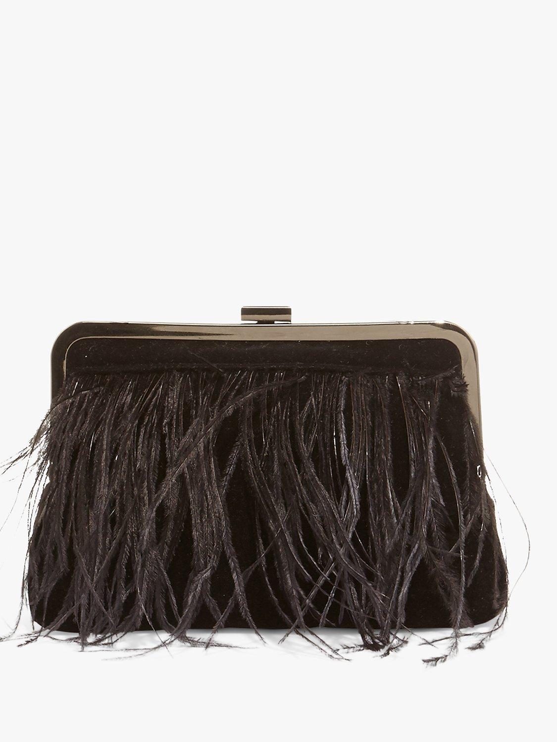 Phase Eight Fion Feather Clutch Bag, Black