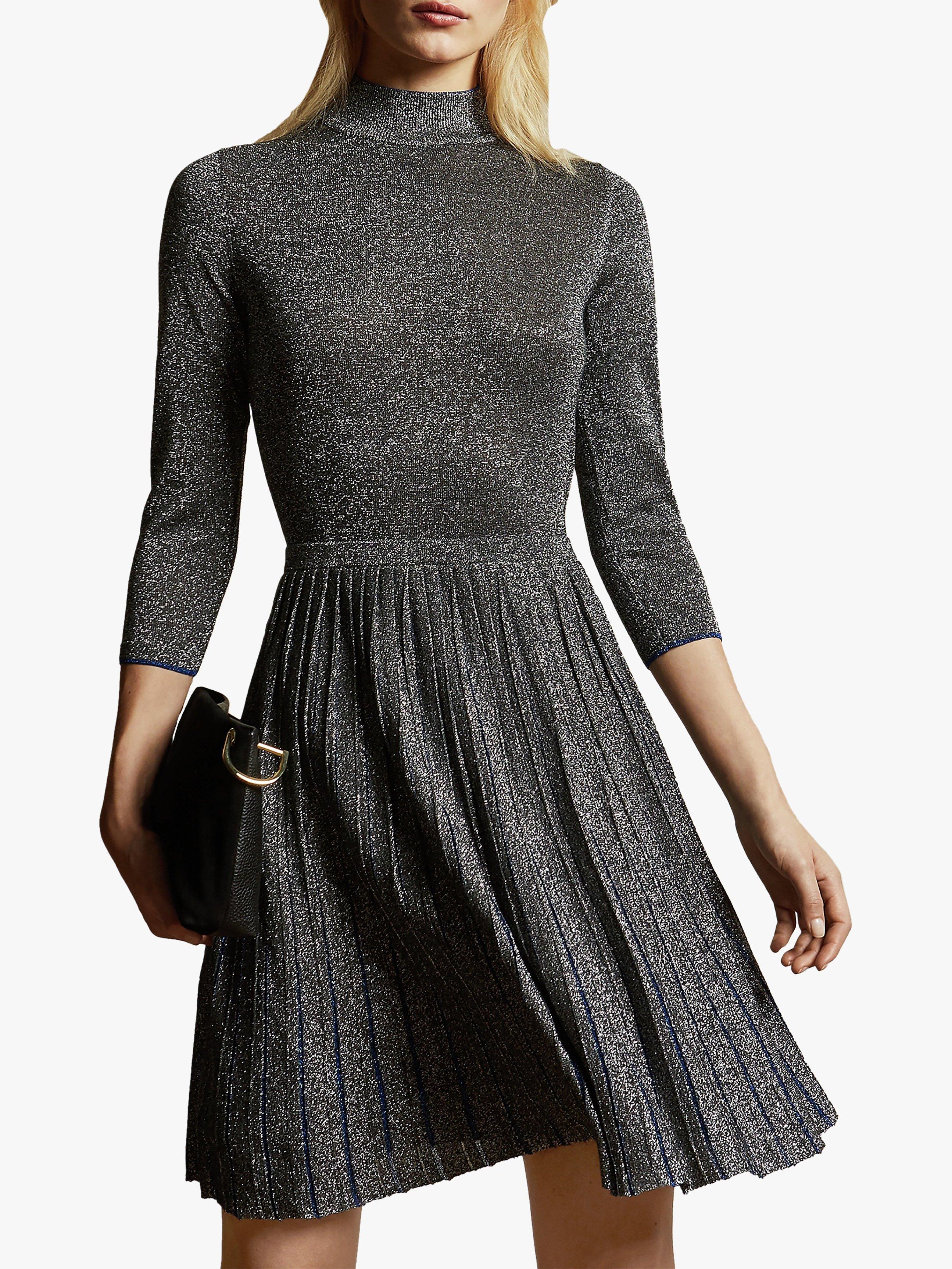 Ted Baker Noaleen High Neck Mini Knitted Dress, Gunmetal