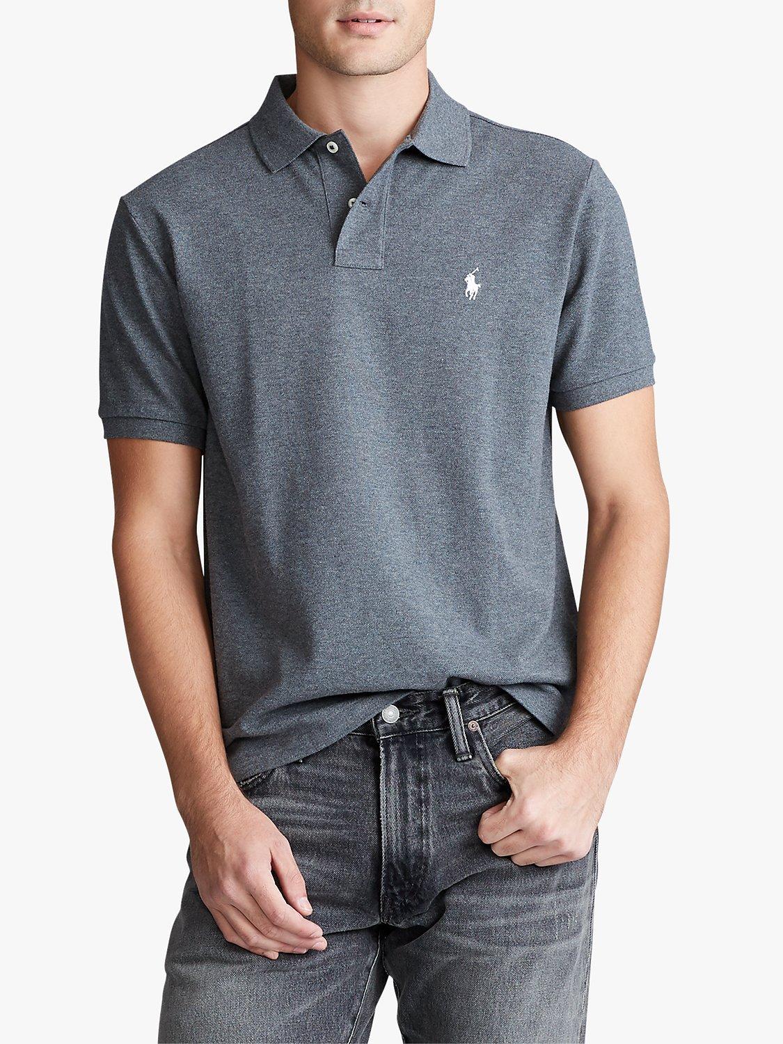 Polo Ralph Lauren Custom Slim Fit Mesh Polo Shirt, Fortress Grey Heather