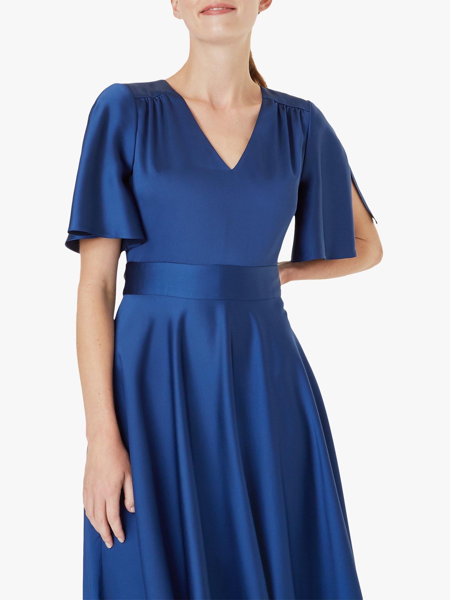 Hobbs Angelina Satin Dress Regal Blue