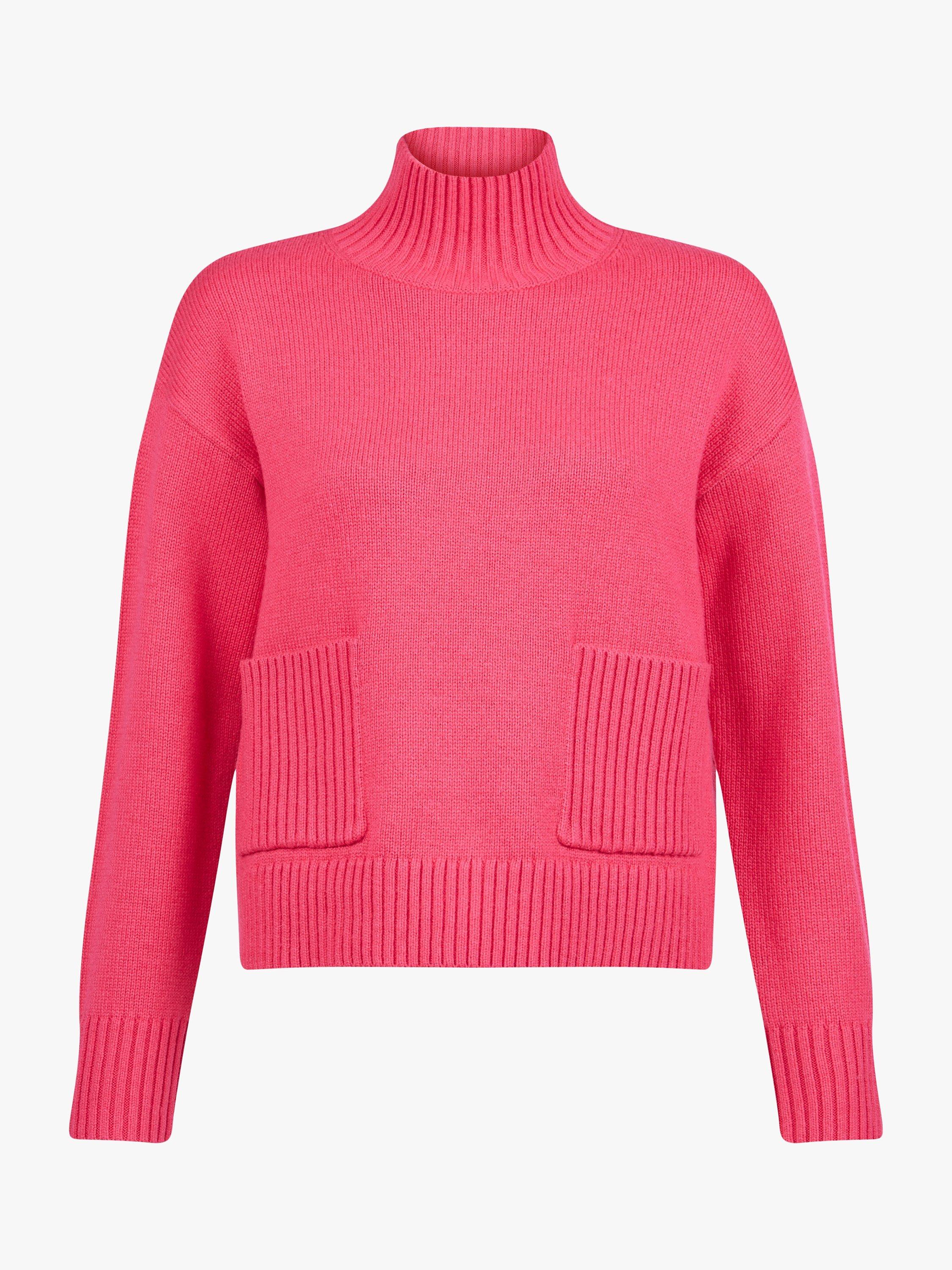 Hobbs Carla Wool Blend Ribbed Jumper, Hot Pink
