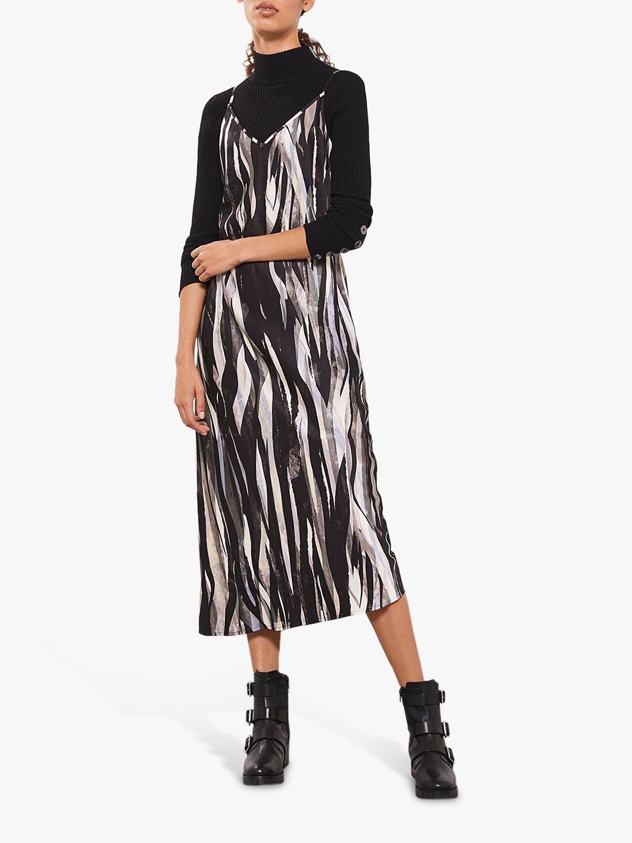 Mint Velvet Agnes Print Midi Slip Dress, Multi