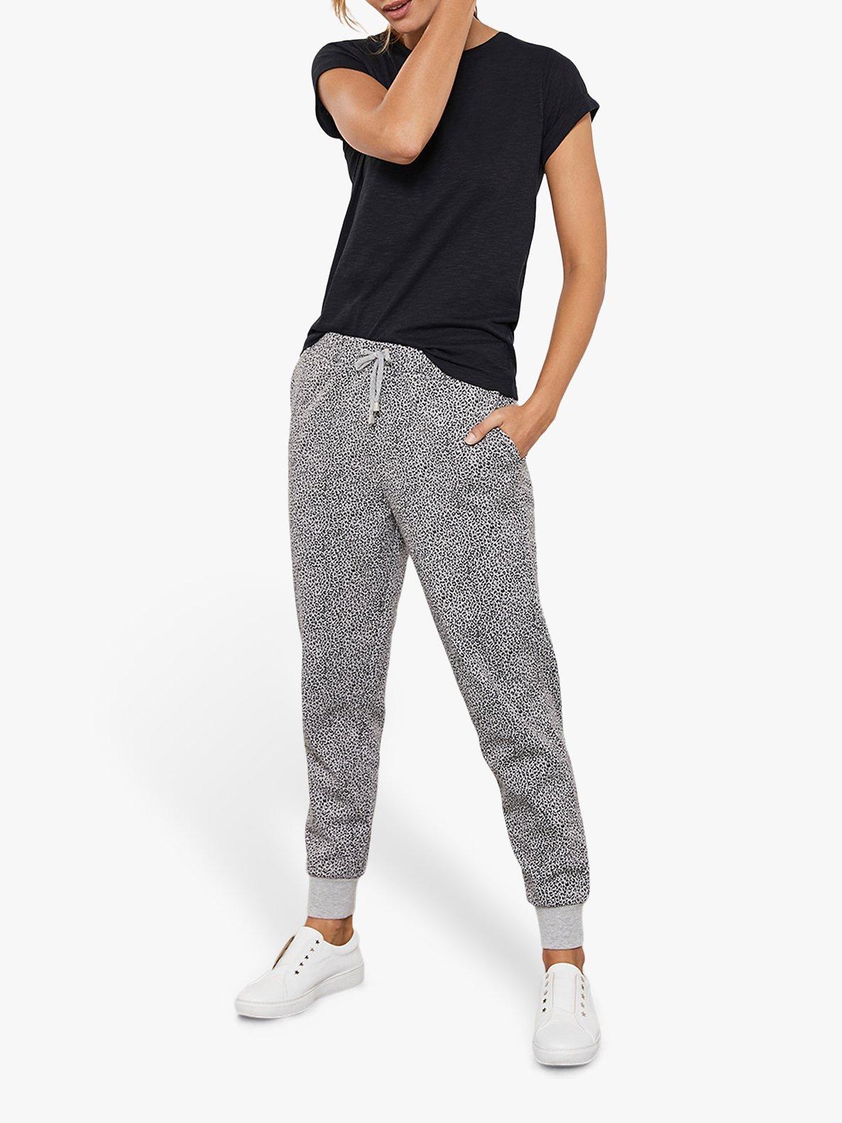 Mint Velvet Cotton Blend Leopard Print Joggers Black
