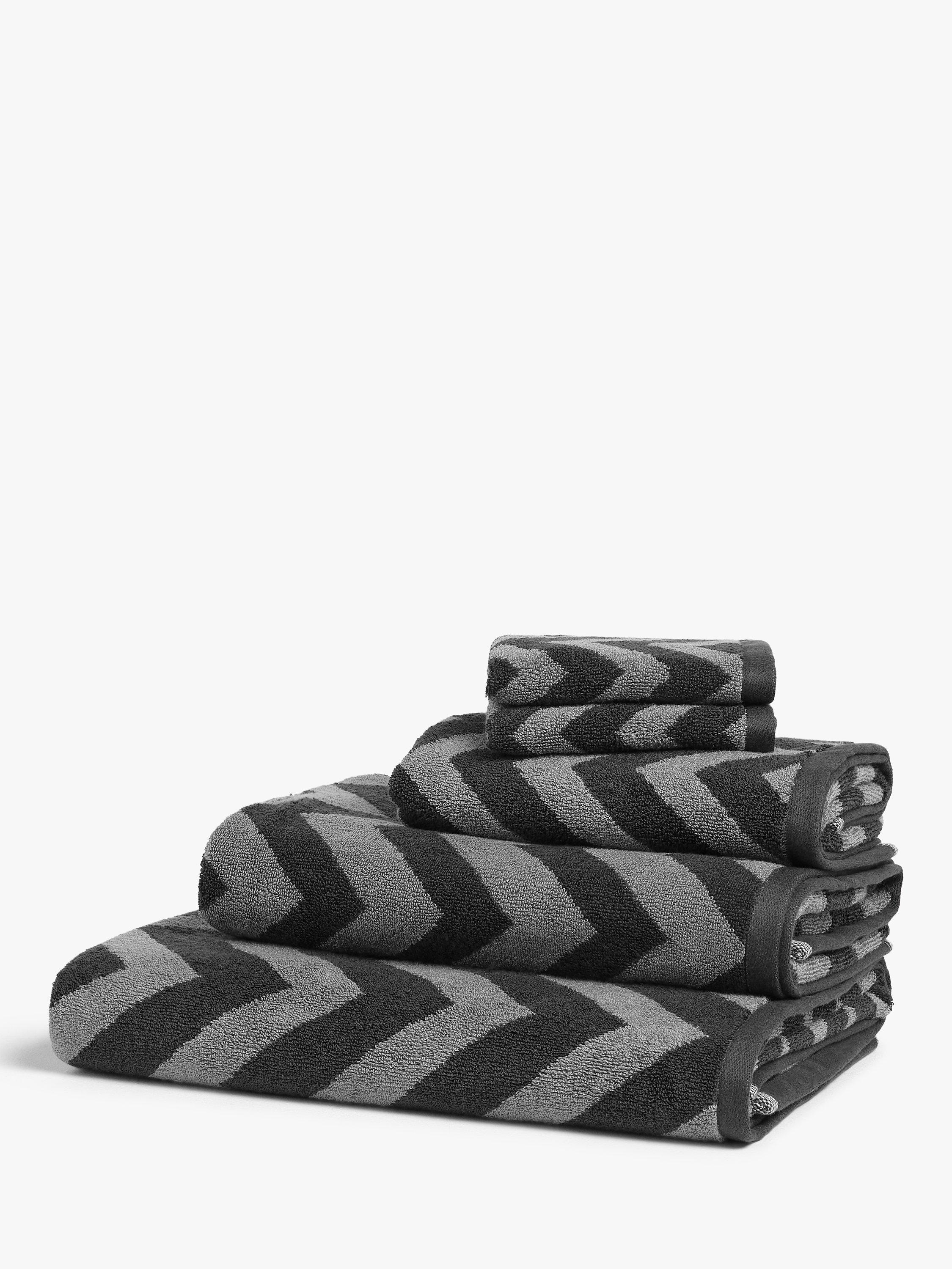 John Lewis & Partners Zig Zag Towels with TENCEL Lyocell, Steel