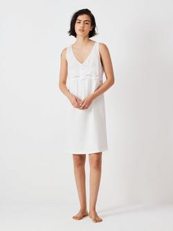 John Lewis Bobbie Embroidered Sleeveless Nightdress, White, White