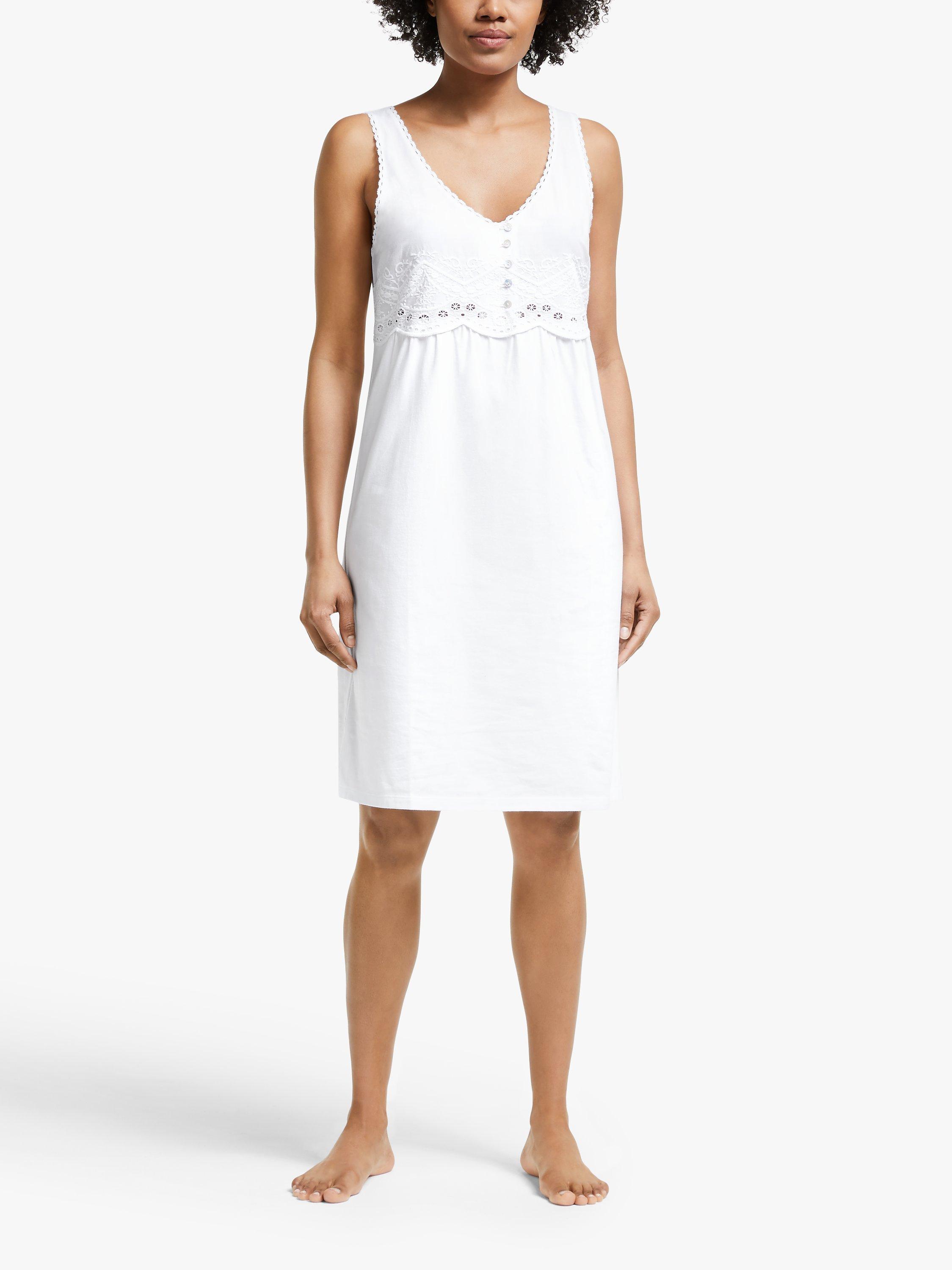 John Lewis Bobbie Embroidered Sleeveless Nightdress White