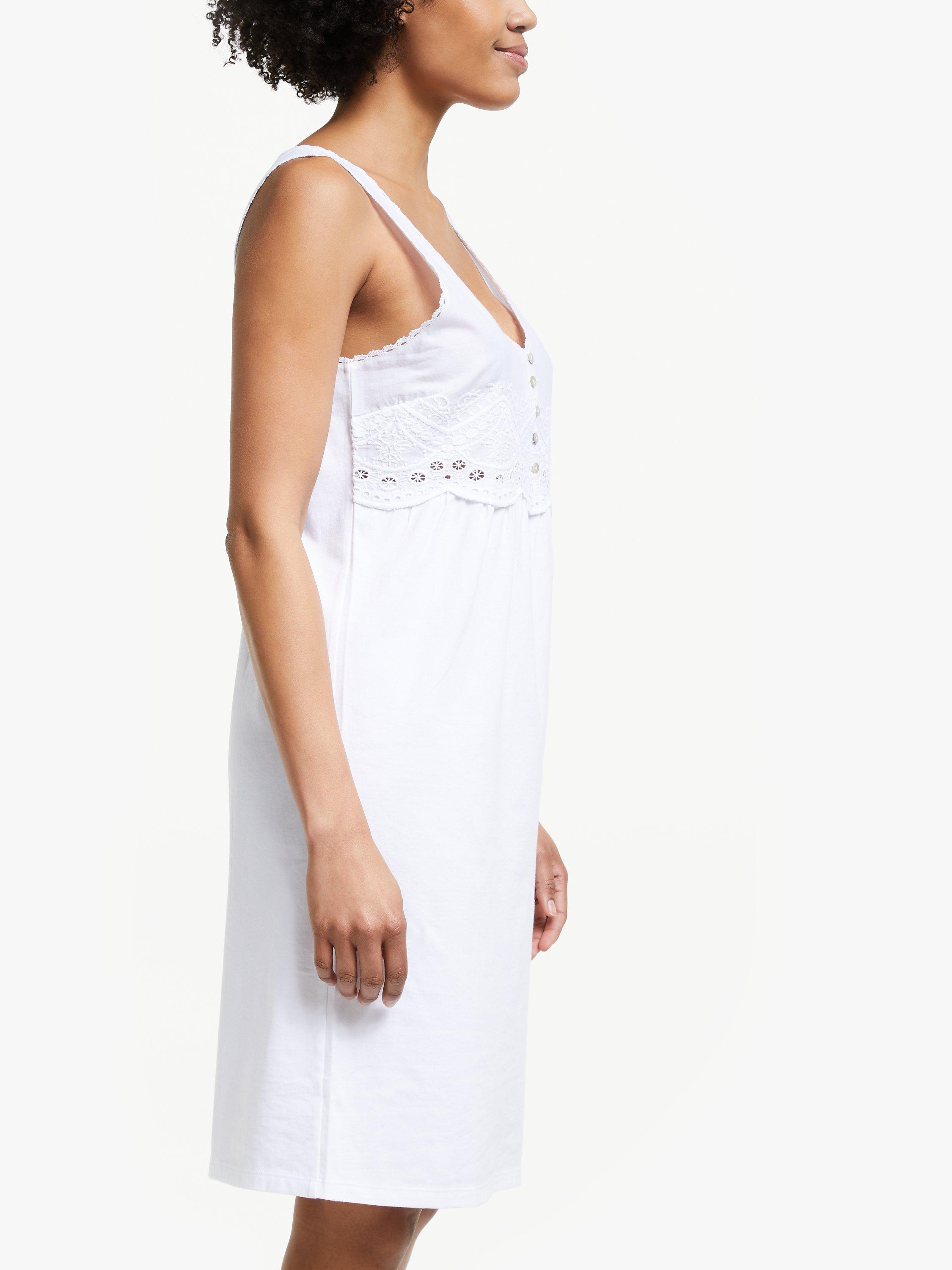 John Lewis Bobbie Embroidered Sleeveless Nightdress White