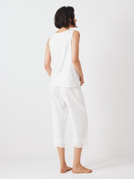 John Lewis Bobbie Tank And Cropped Bottoms Pyjama Set, White - view 2, White