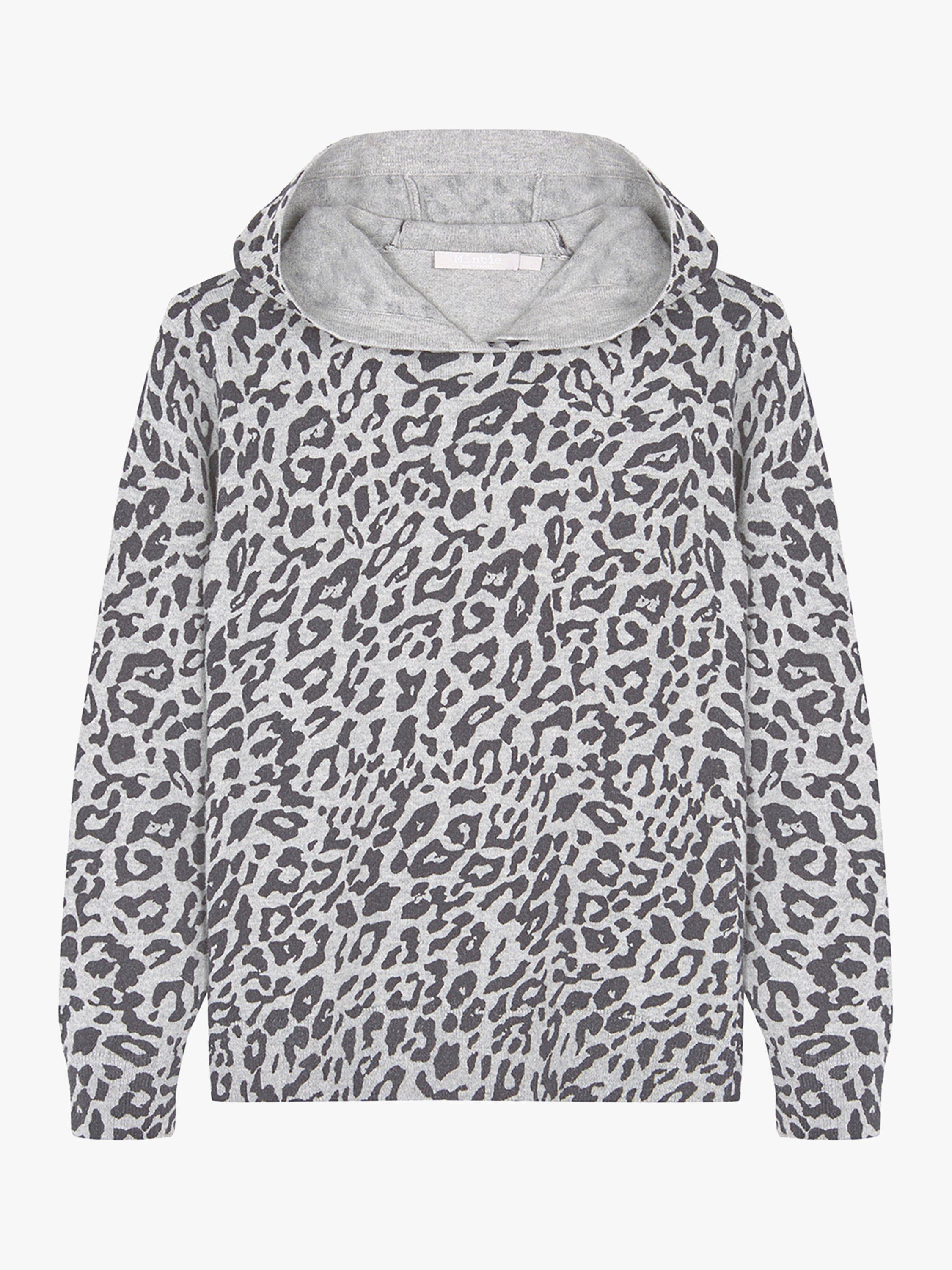 Mintie by Mint Velvet Girls' Leopard Print Hoodie, Light Grey