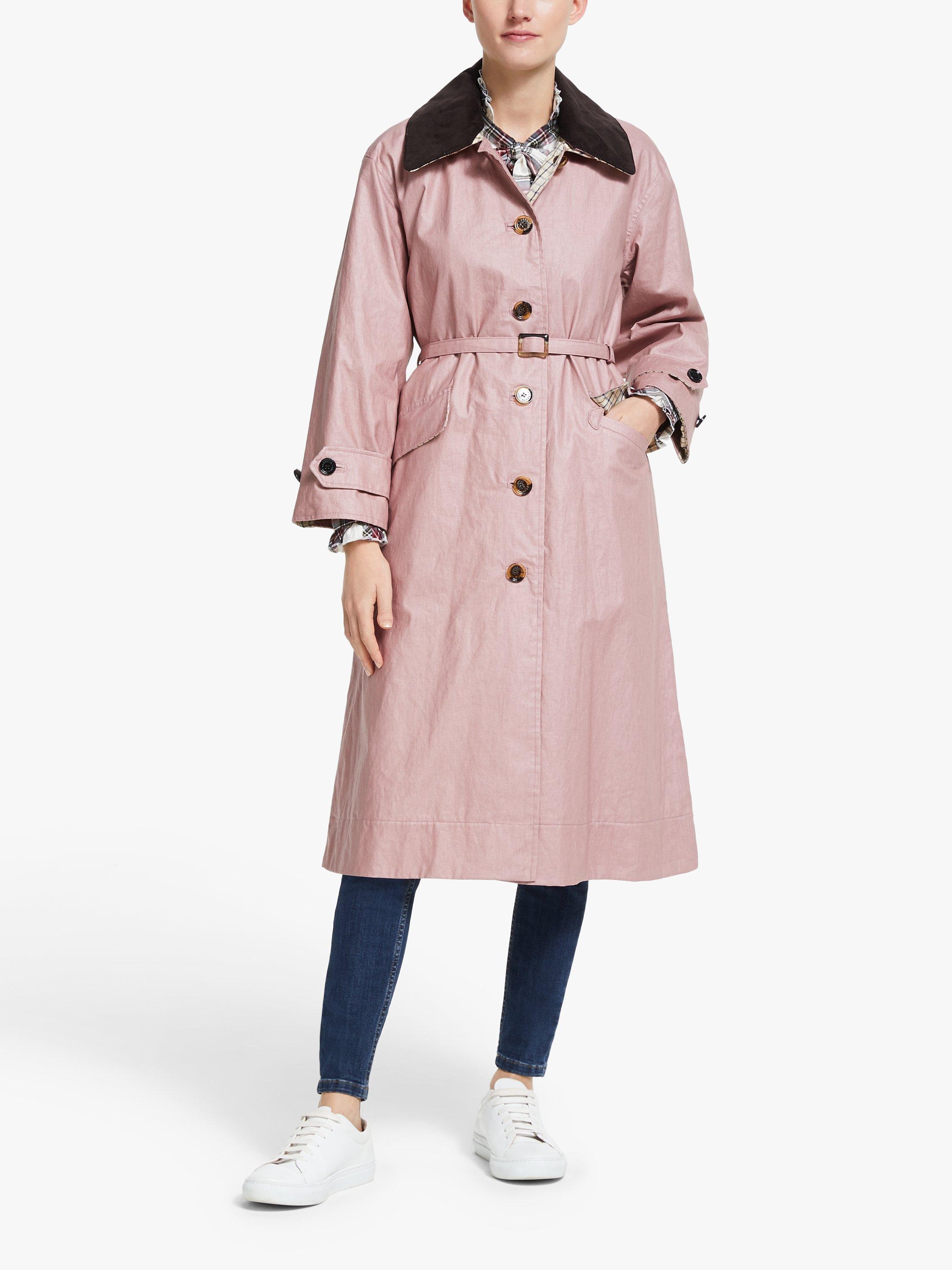 Barbour by ALEXACHUNG Mildred Casual Long Jacket, Nude Pink/Tattersall Check 