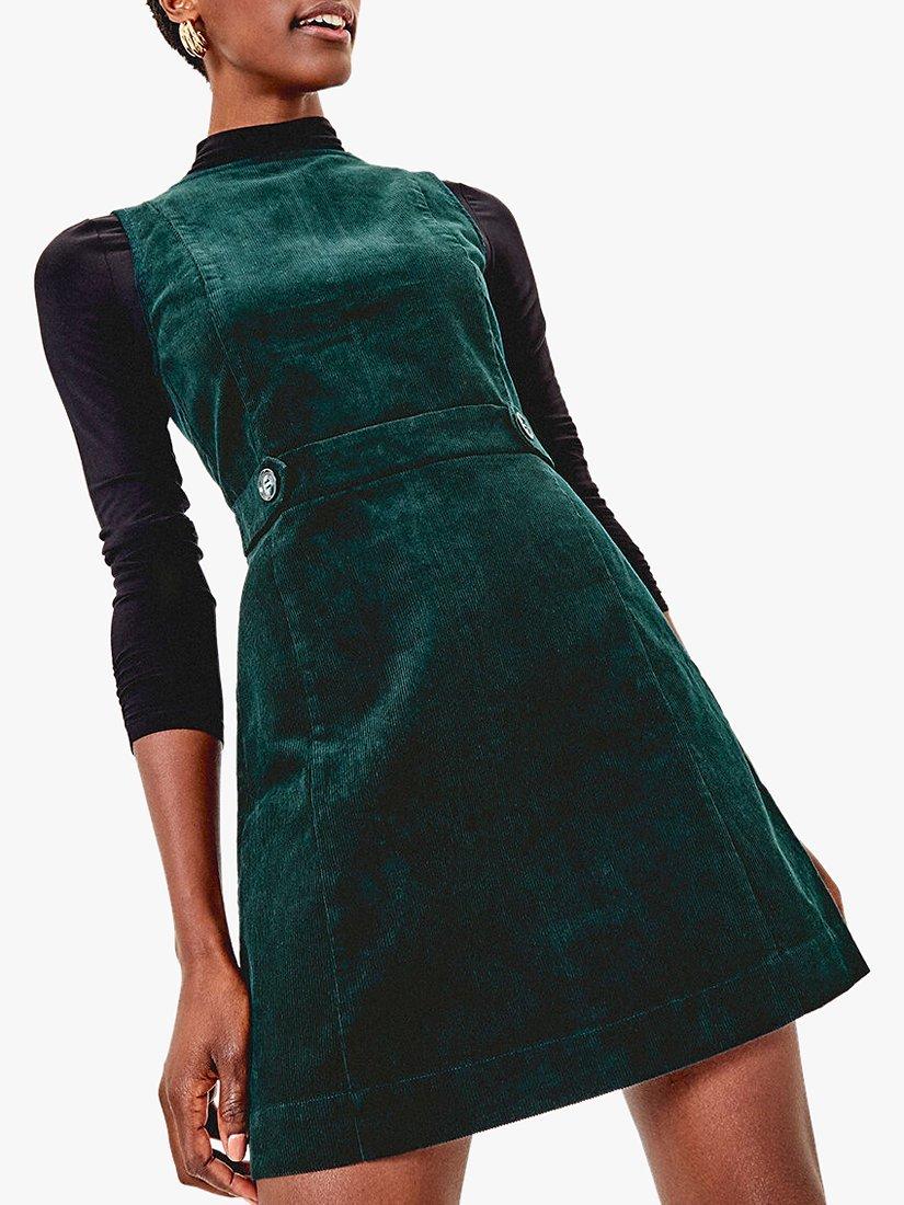 Oasis Cord Shift Dress Deep Green