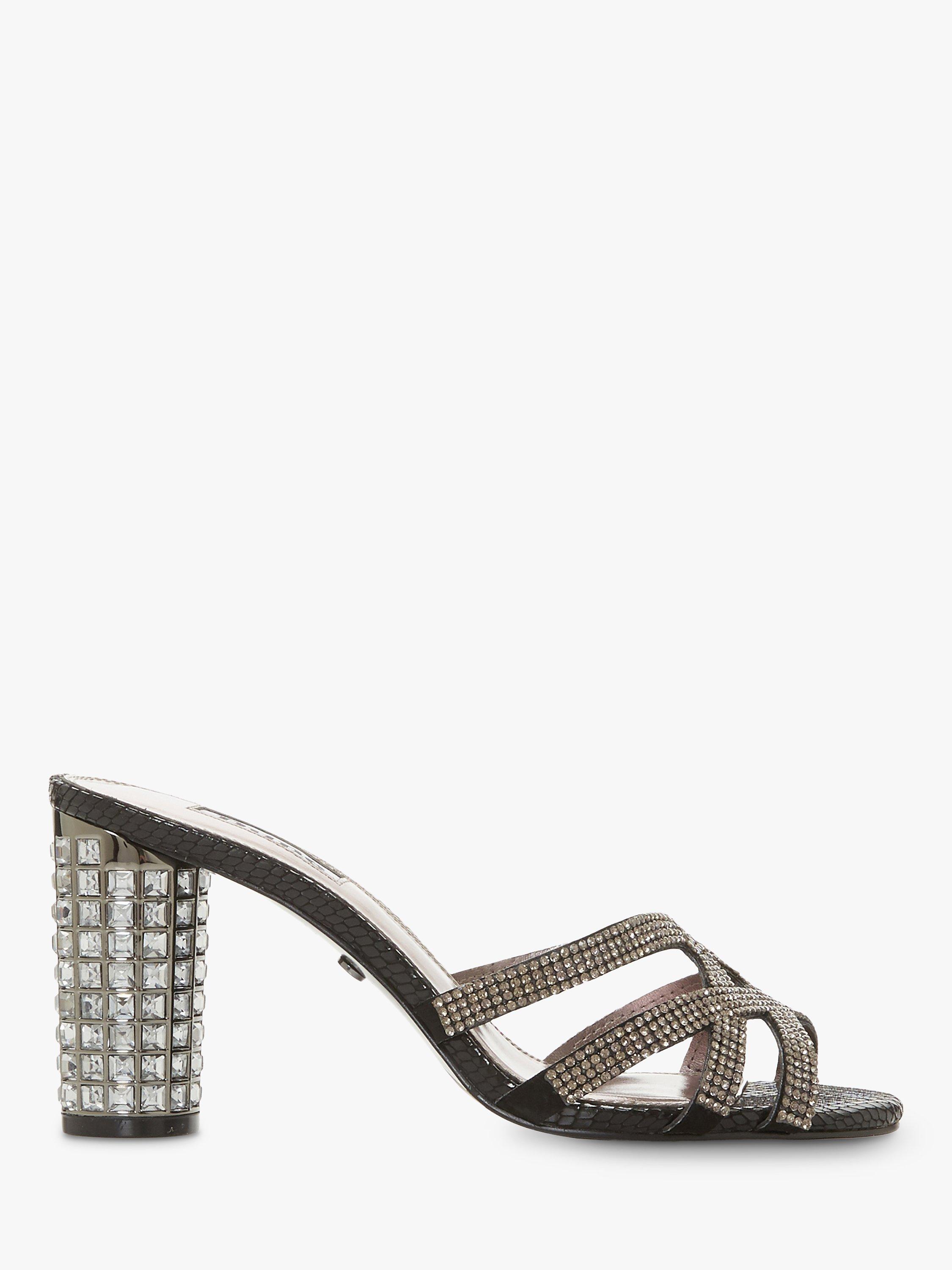 Dune Marida Diamante Embellished High Block Heel Sandals, Black