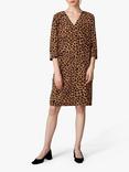 Jaeger Leopard Print Silk Shift Dress, Tan