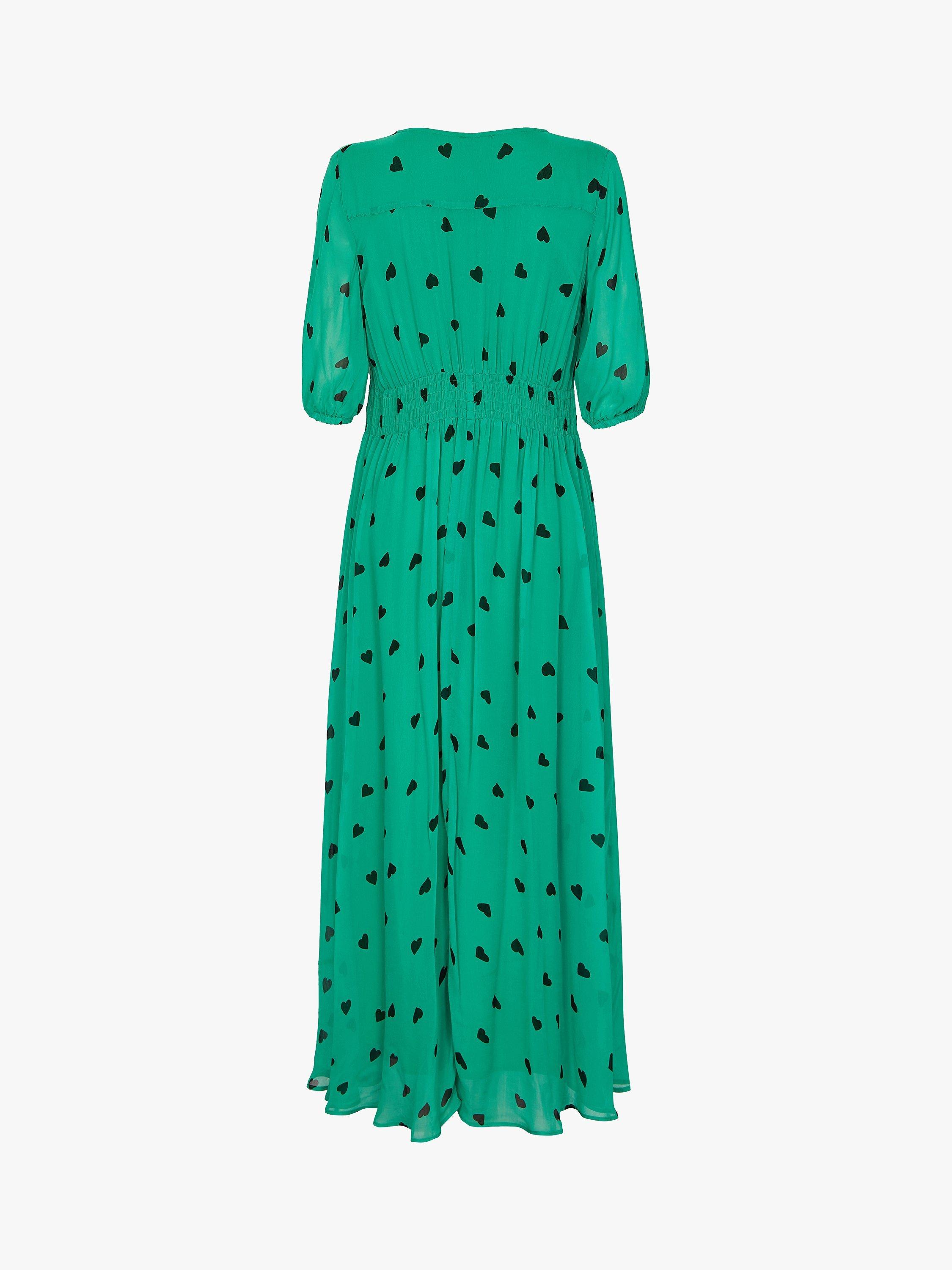 Ghost Valentina Heart Print Dress Green