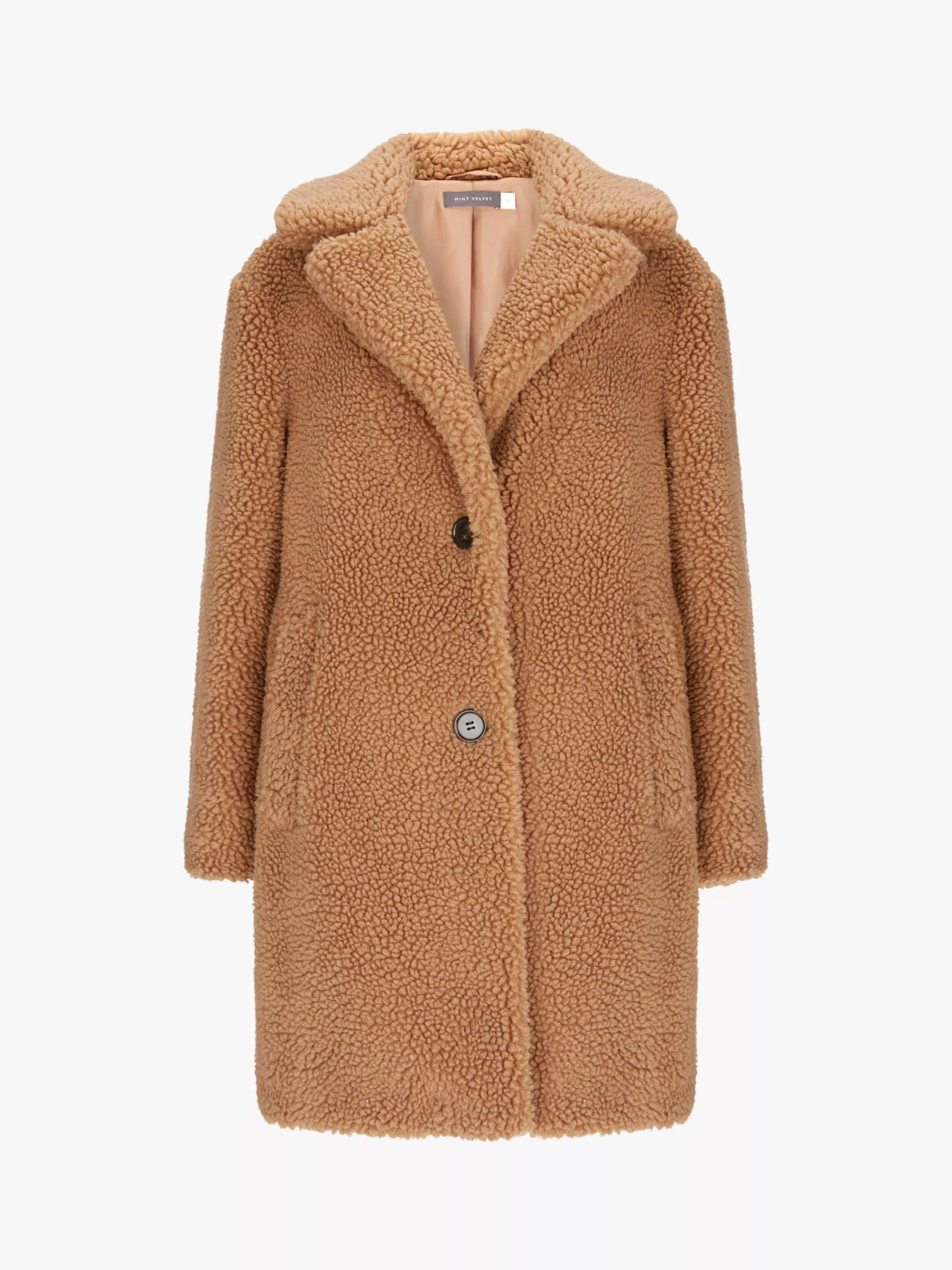 Mint Velvet Teddy Faux Fur Coat Camel
