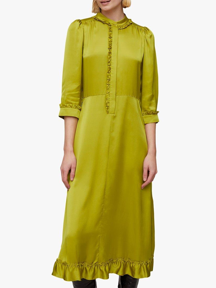 Jigsaw Ruffle Shirt Dress, Green Moss