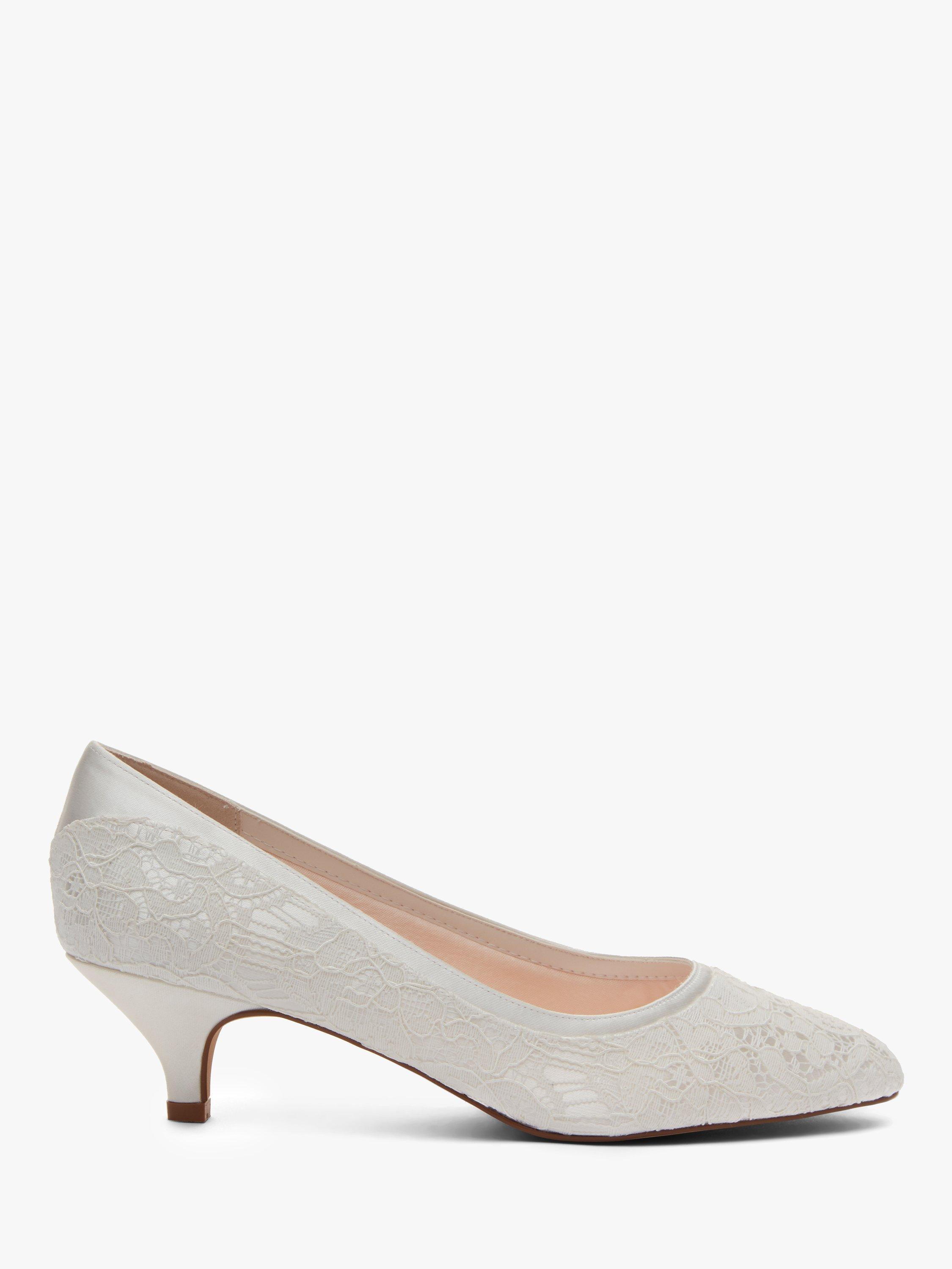 Rainbow Club Bobbie Luxury Lace Court Shoes, Ivory