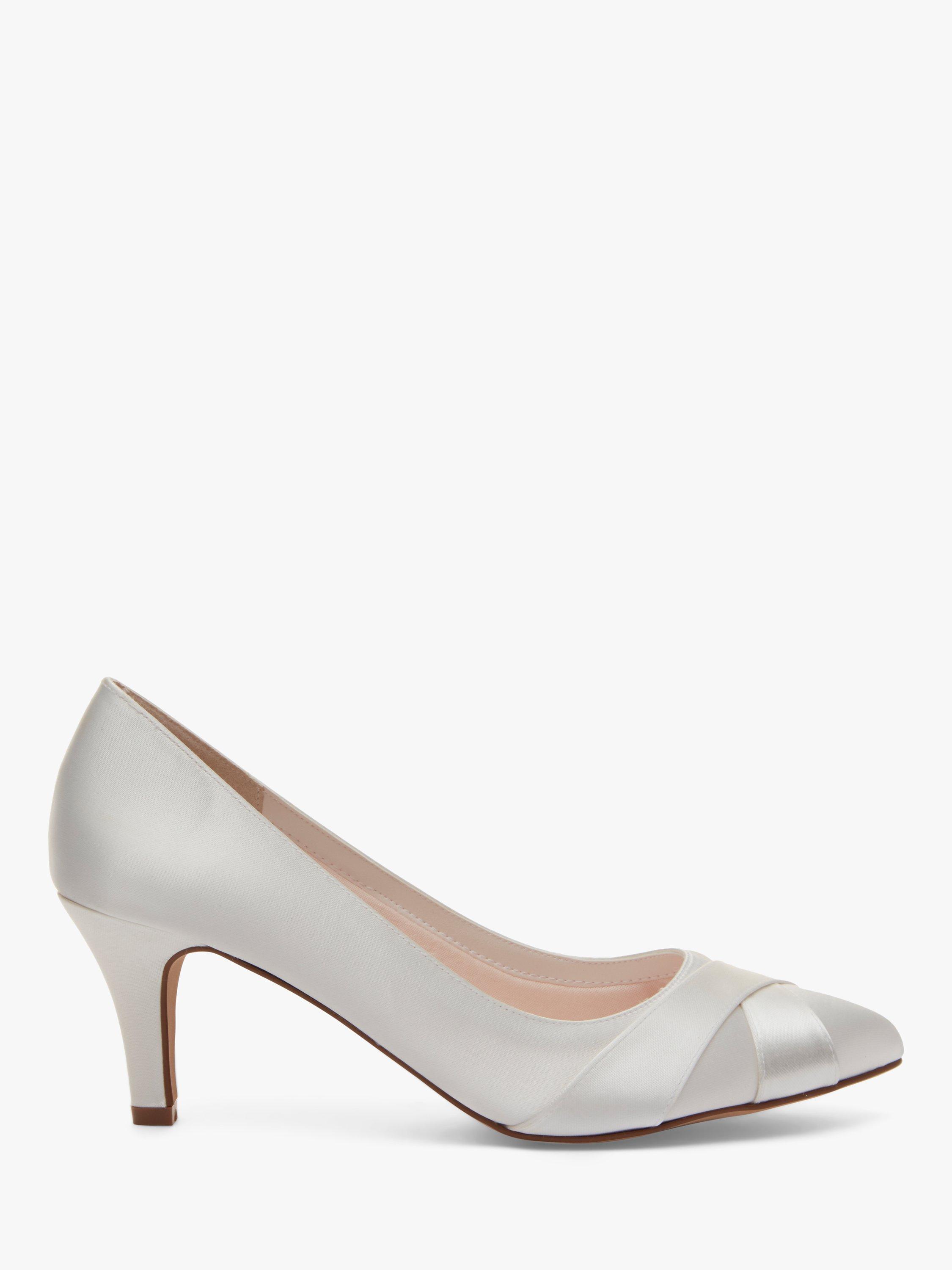 Product image 1 of 5, which shows Rainbow Club Wide Fit Lexi Satin Toe Point Court Shoes, Ivory, 4
