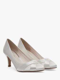Rainbow Club Wide Fit Lexi Satin Toe Point Court Shoes, Ivory - view 2, Ivory