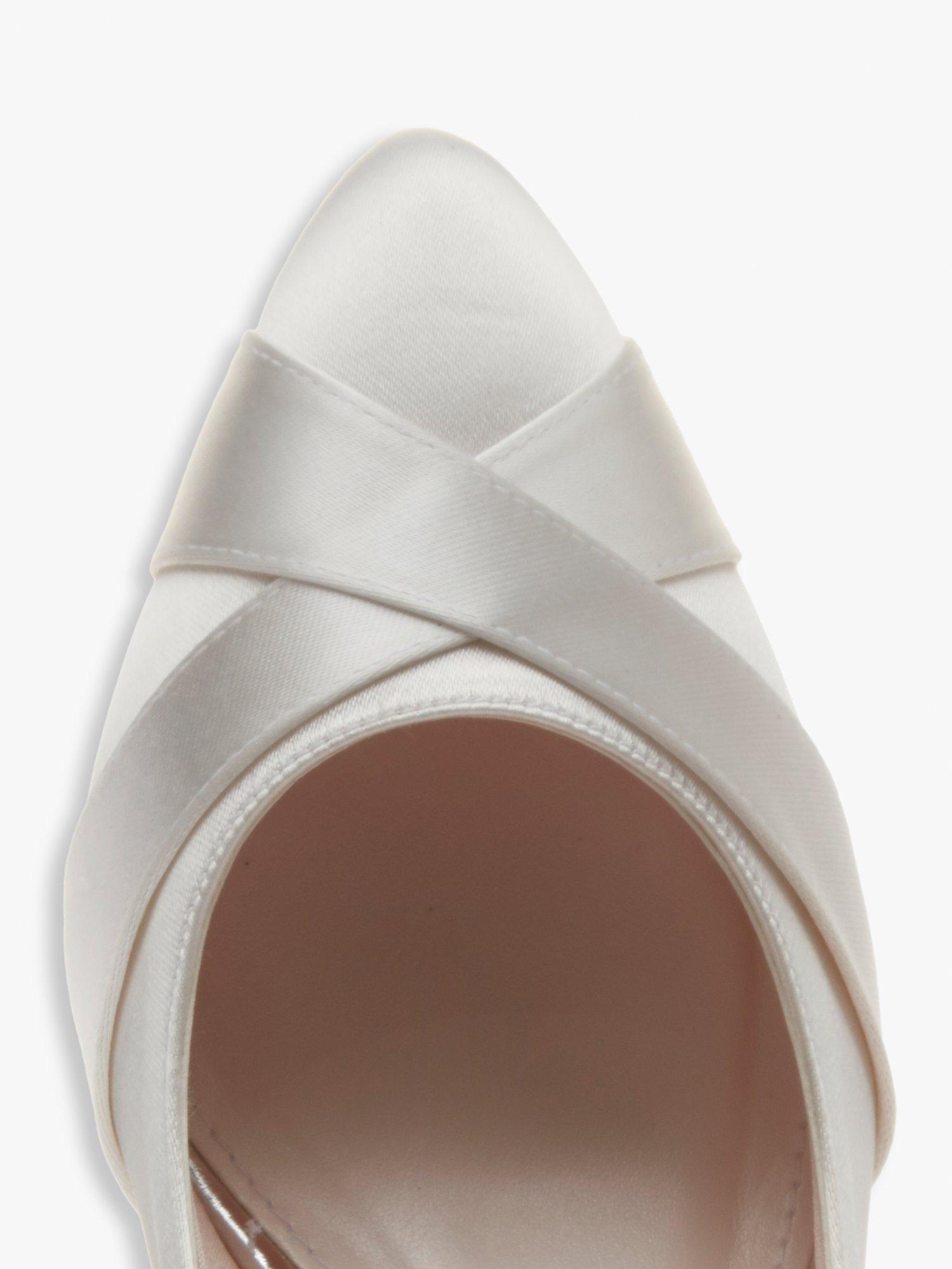Product image 5 of 5, which shows Rainbow Club Wide Fit Lexi Satin Toe Point Court Shoes, Ivory, 4