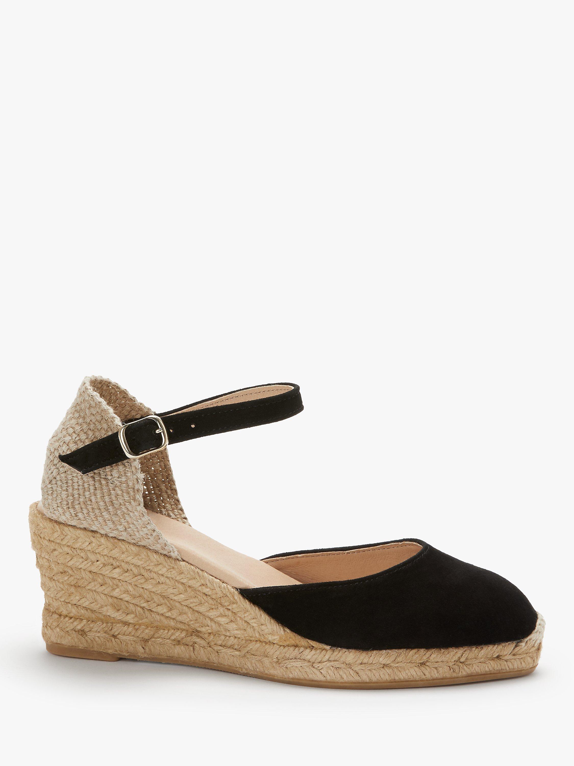 John Lewis Lloret Suede Espadrille Sandals, Black, 3